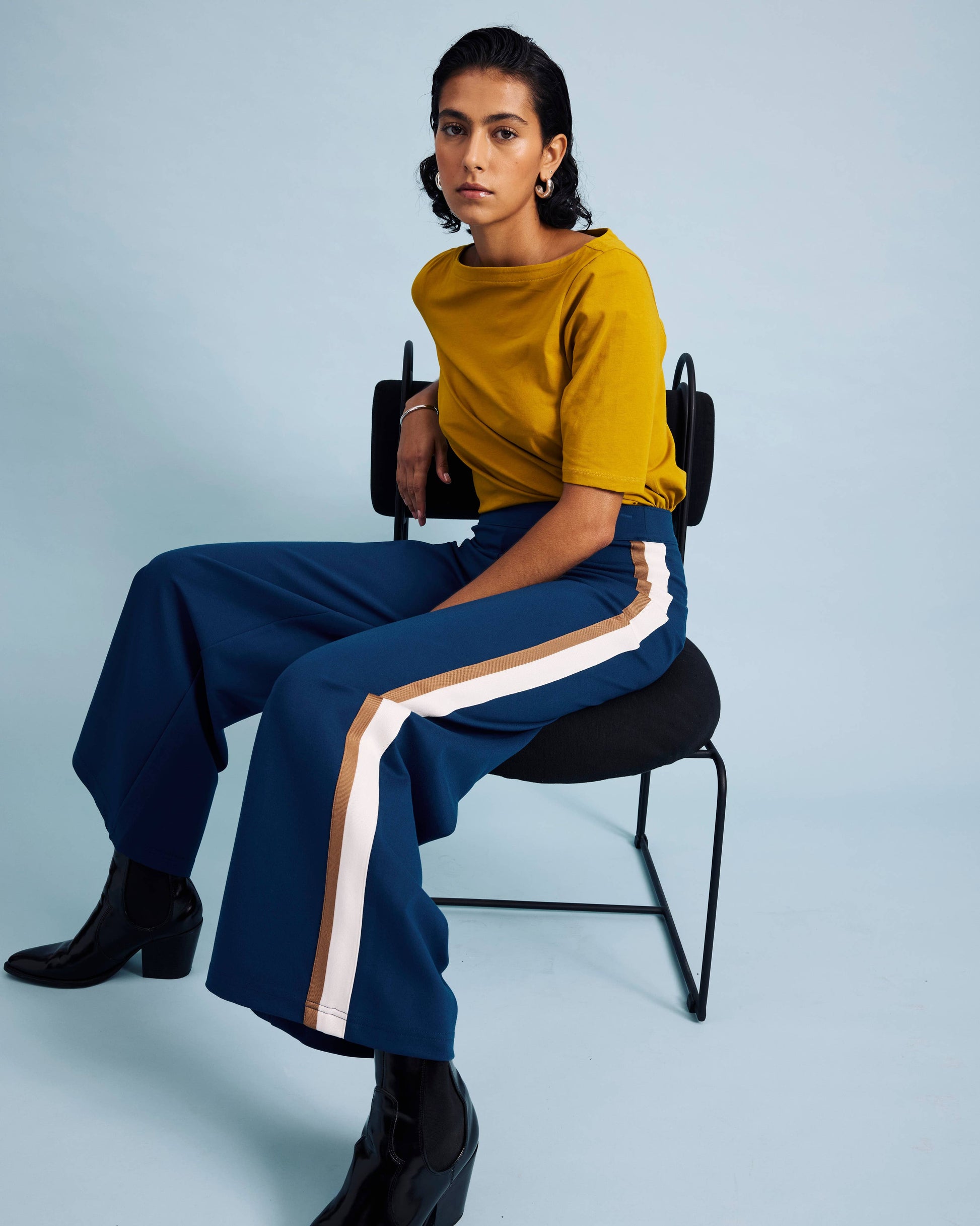 Stephanie Wide Leg Stripe Ponte Pants