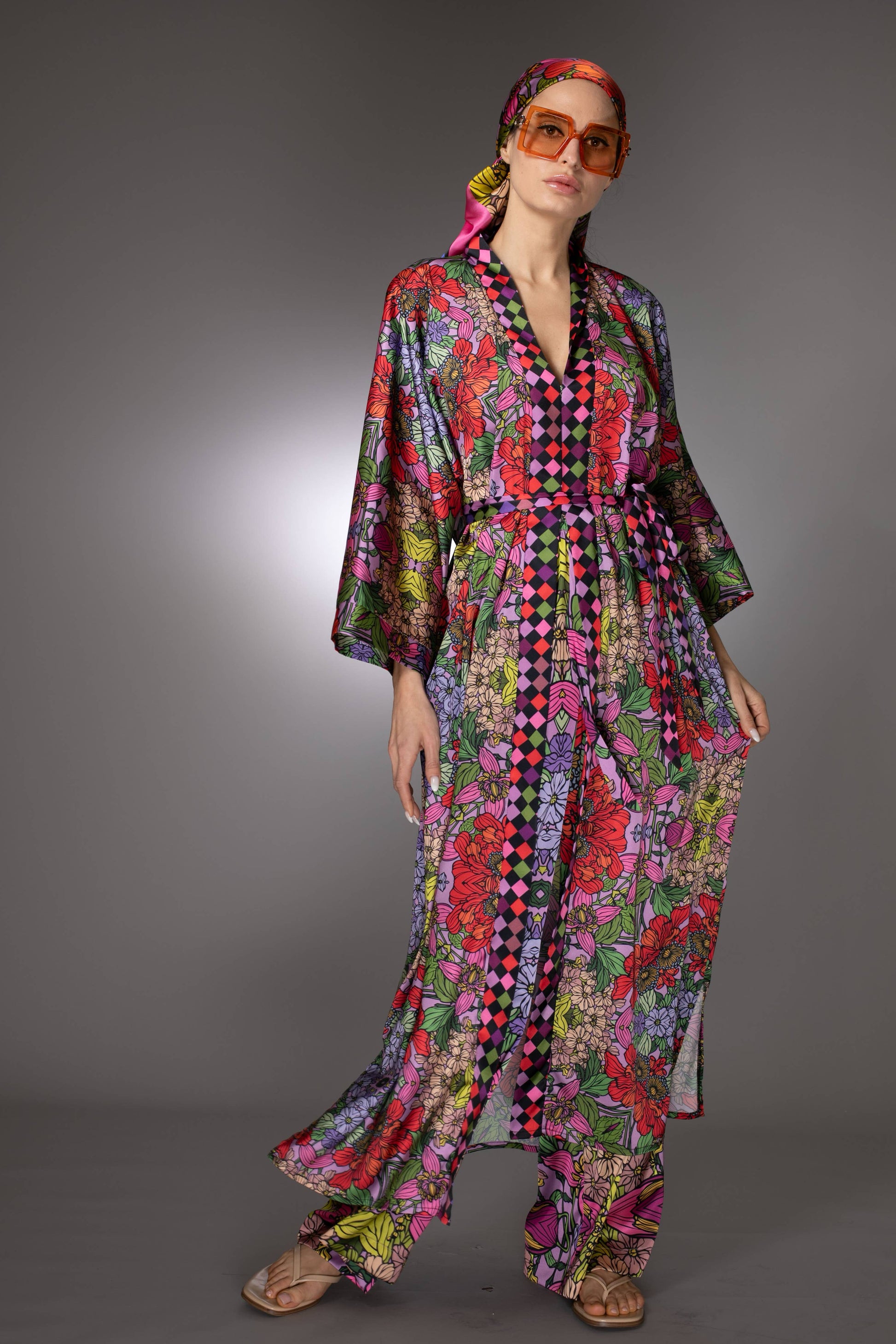 Floral Satin Kimono