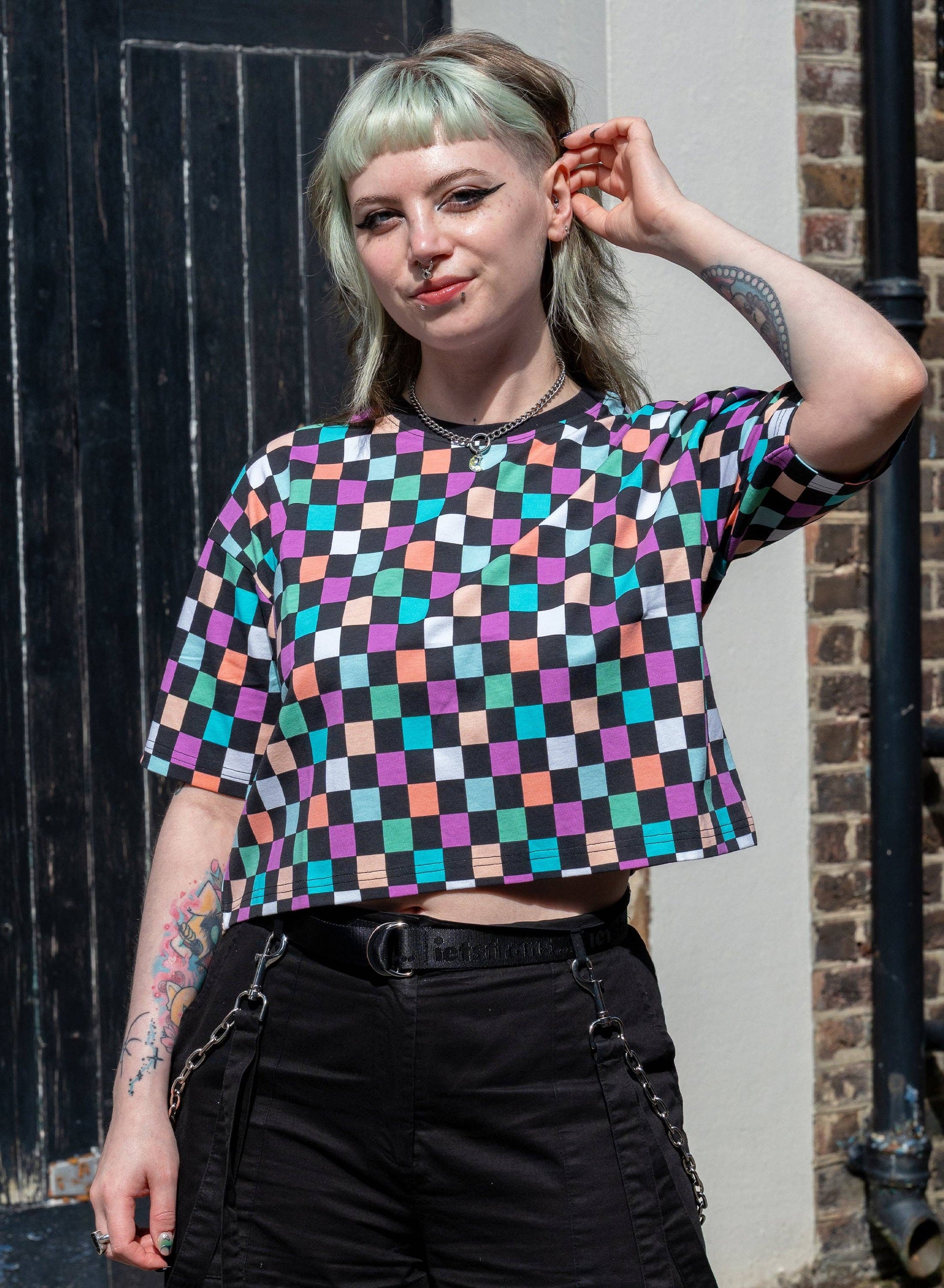 Checkerboard Chropped Boxy Tee