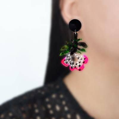 Pink Flower Resin Earrings