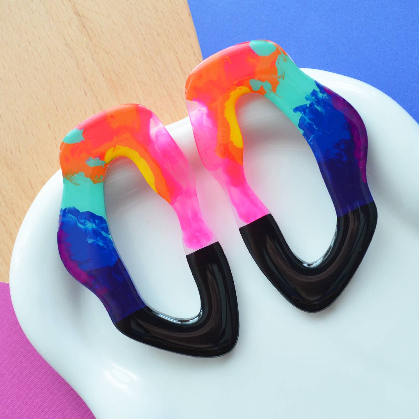 Large Rainbow Hoop Earrings
