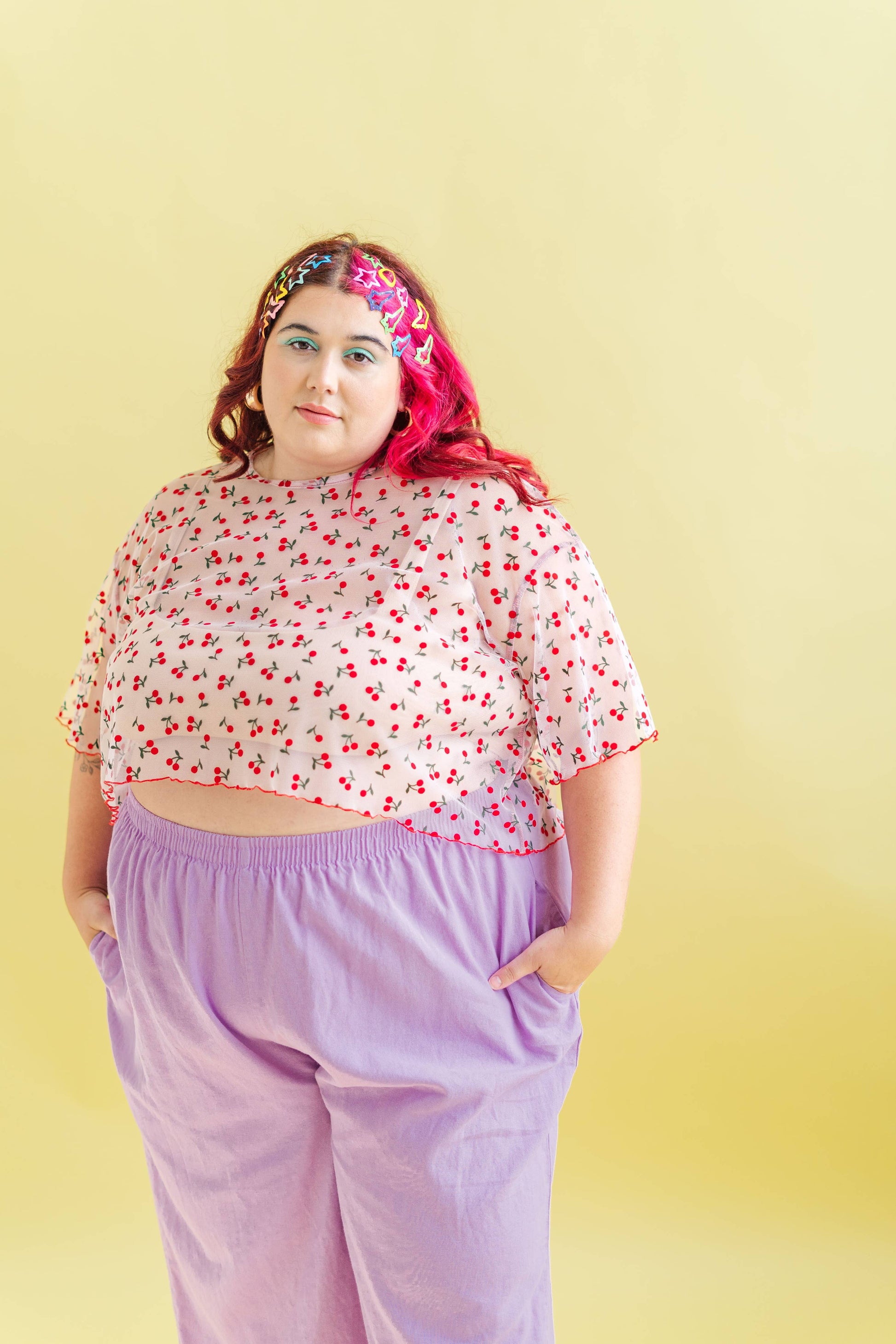 Women's Cherry Mesh Layering Blouse