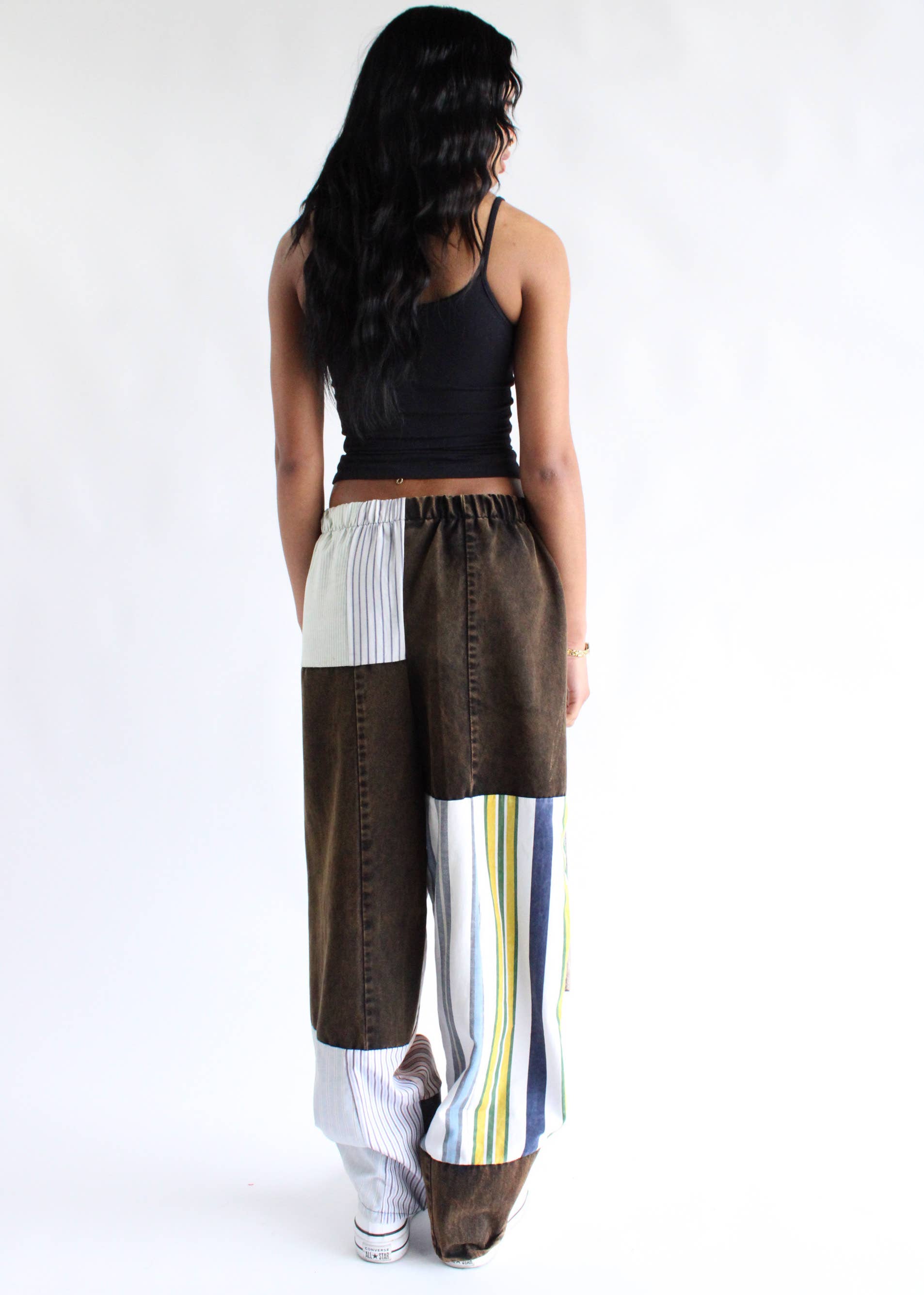 Vintage Denim x Stripes Patchwork Pants