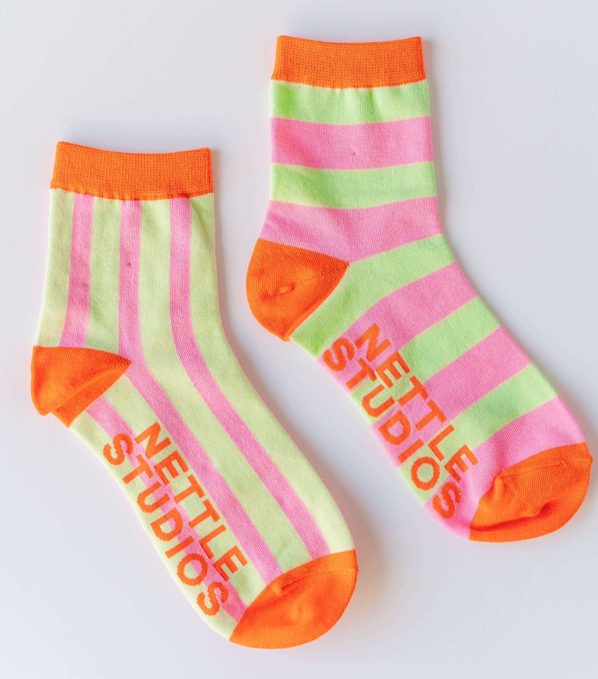 Cotton Pink Yellow Striped Ankle Sock
