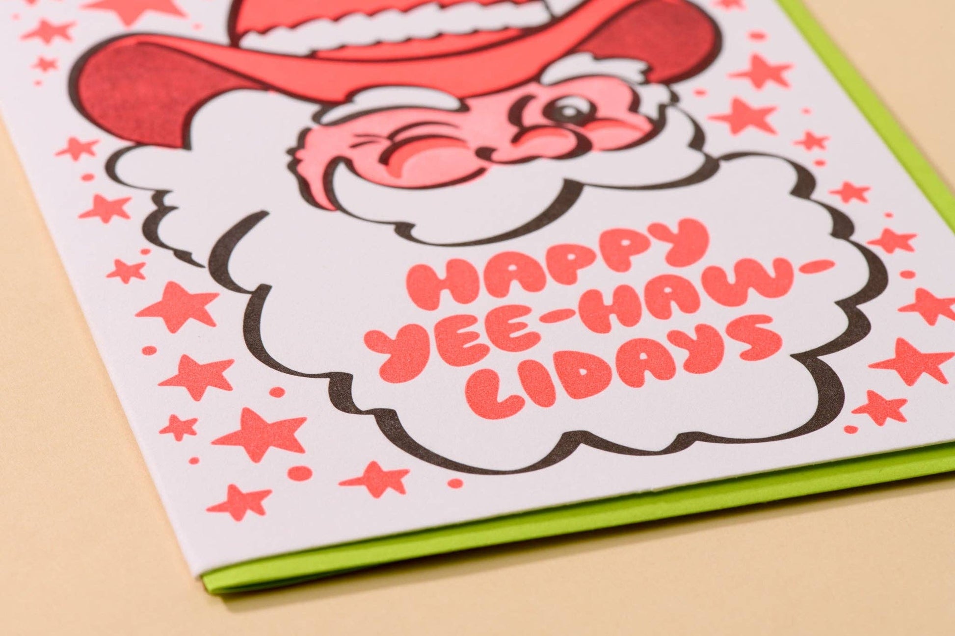 Yee-Haw-lidays Western Santa Letterpress Holiday Christmas Card