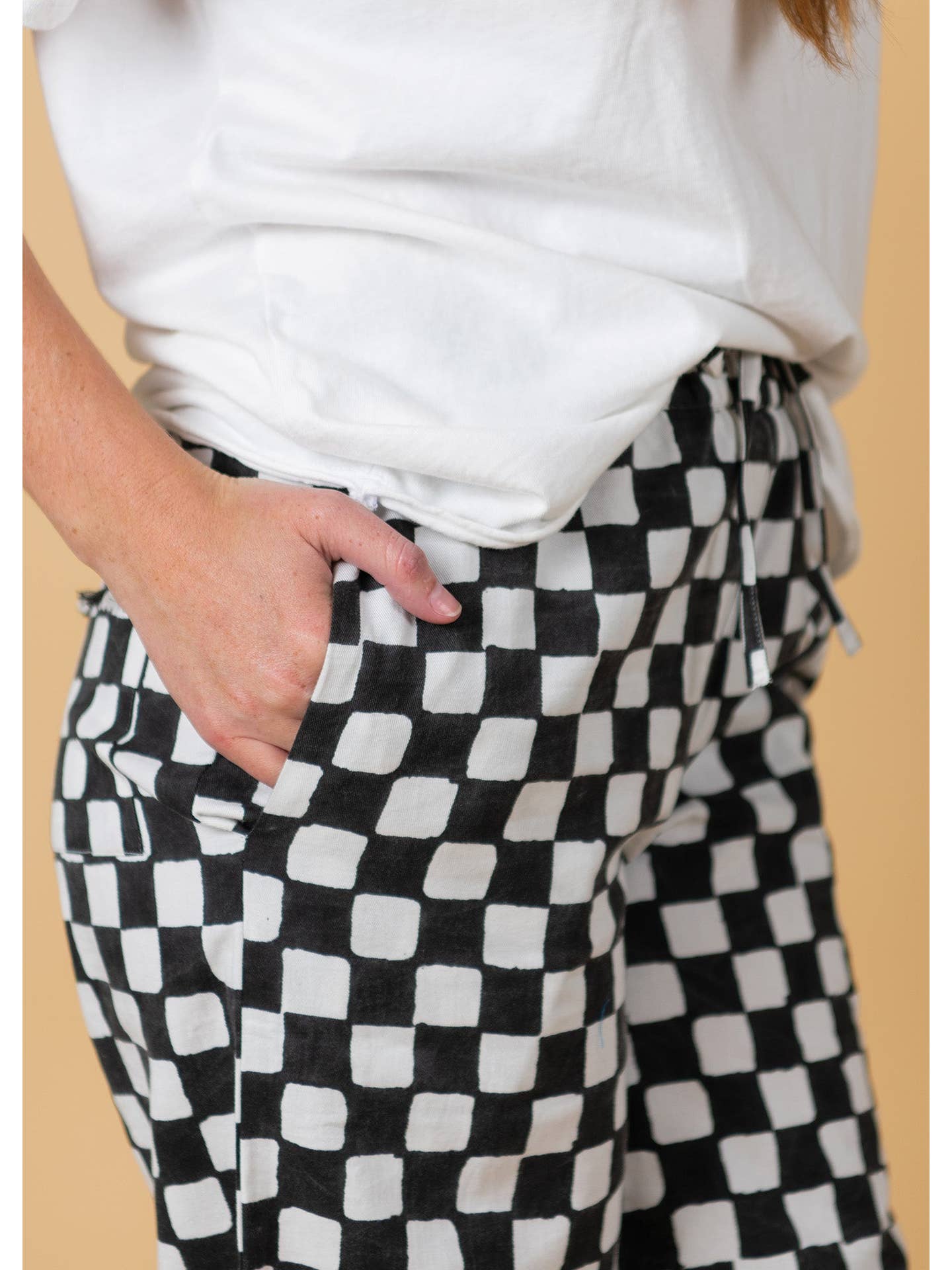 Shore Pant in Black Checkerboard