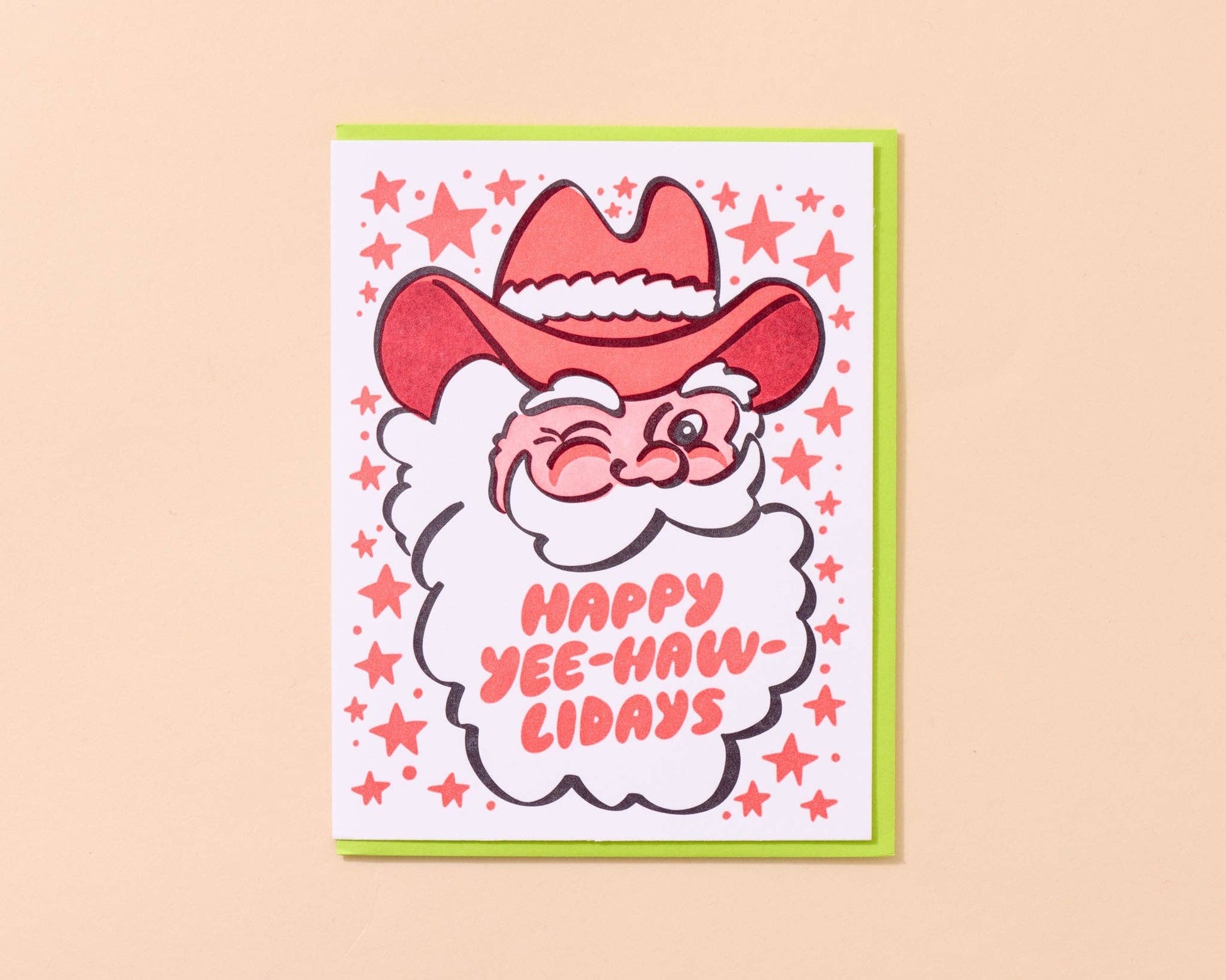 Yee-Haw-lidays Western Santa Letterpress Holiday Christmas Card