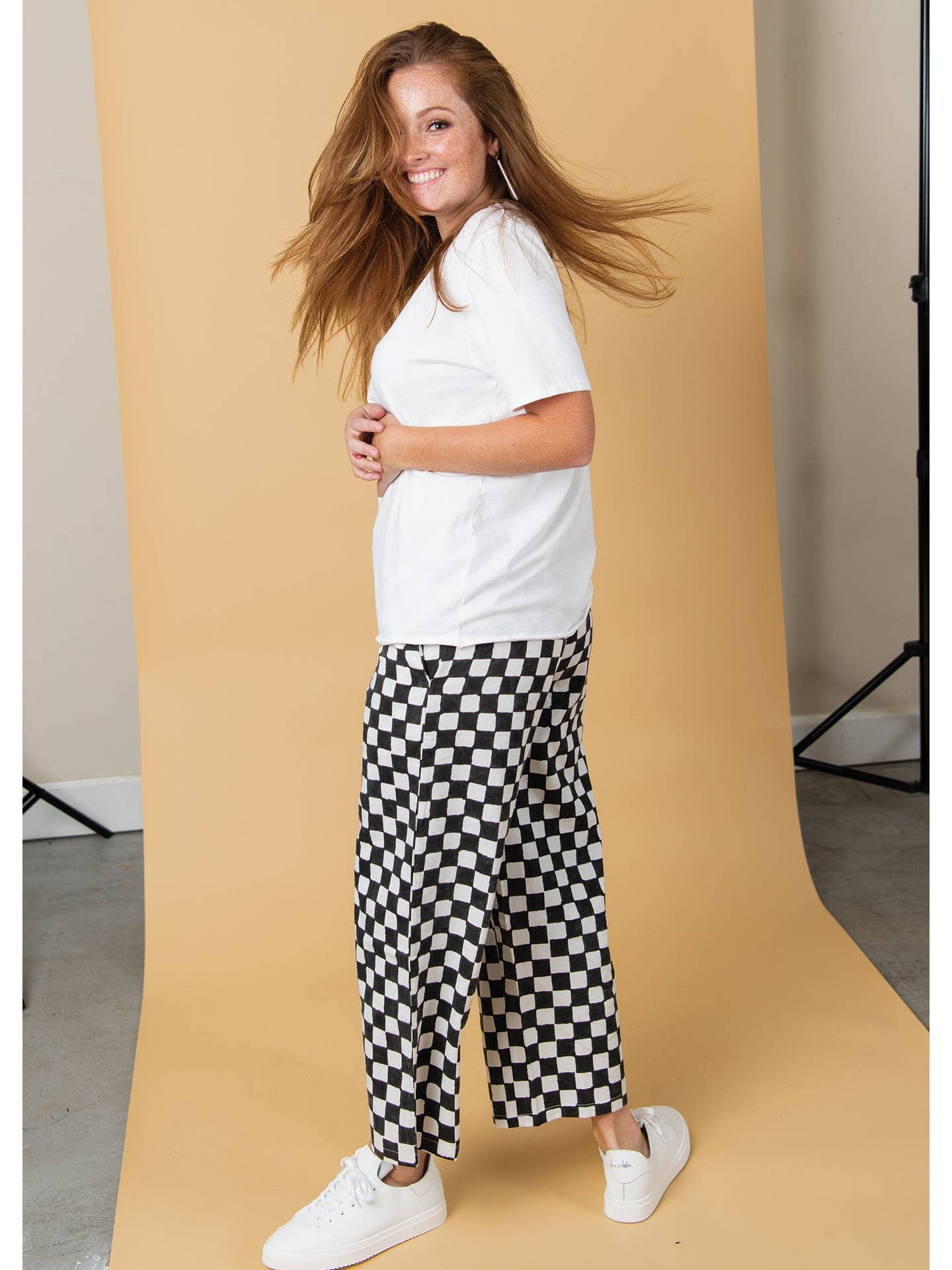 Shore Pant in Black Checkerboard