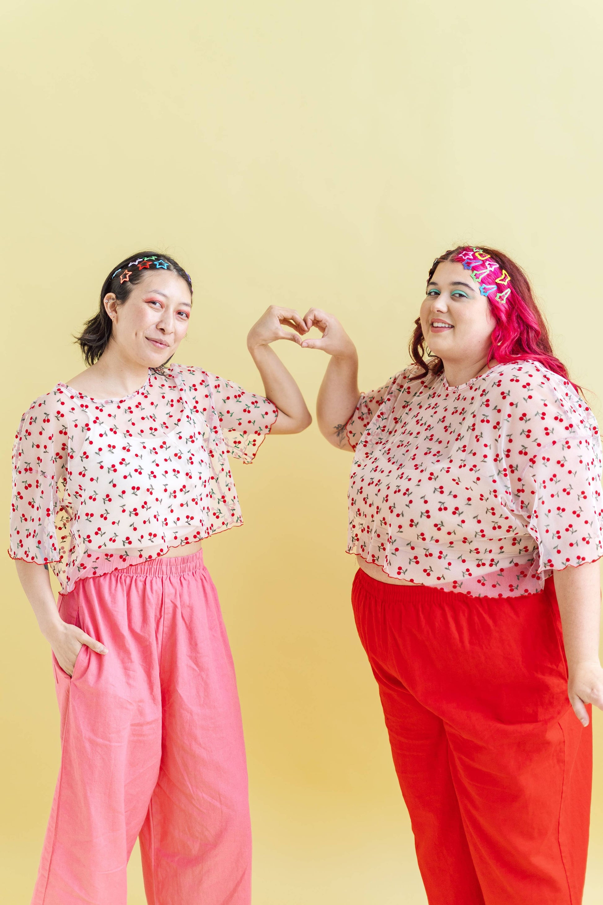 Women's Cherry Mesh Layering Blouse