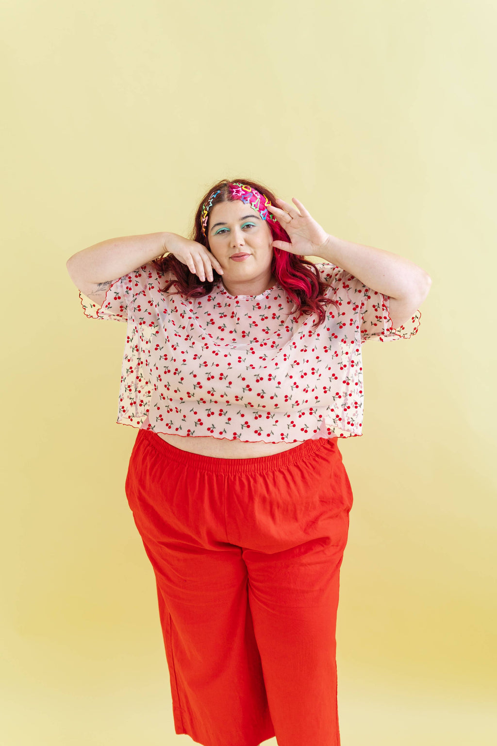 Women's Cherry Mesh Layering Blouse