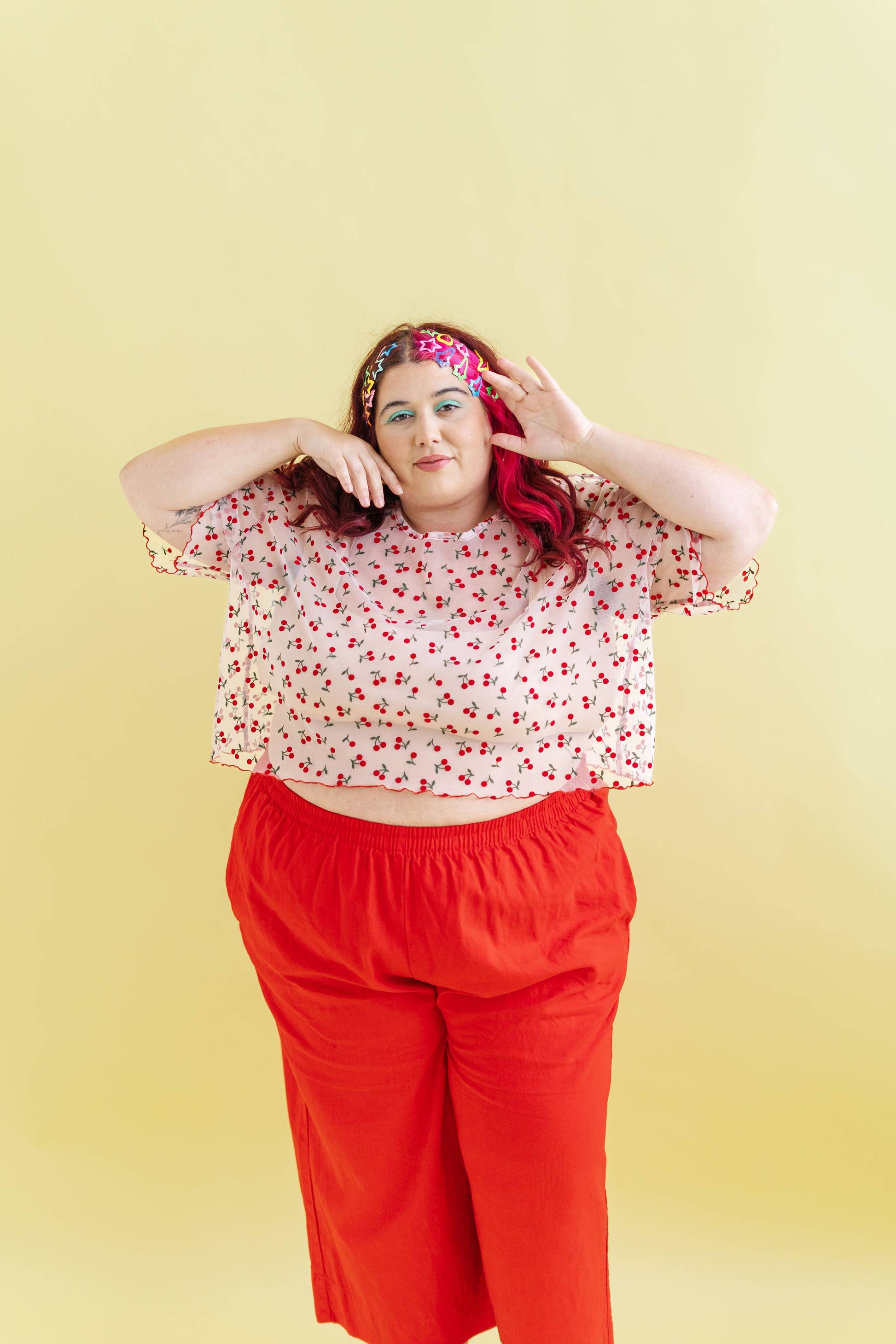 Women's Cherry Mesh Layering Blouse