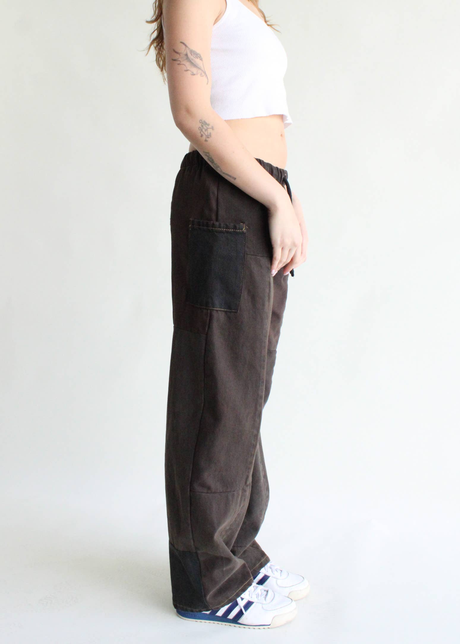 Vintage Denim Elastic Waist Pants