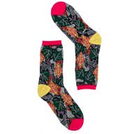 Brocade Jaguar Black Sheer Crew Sock