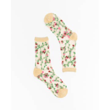 Sheer Rosettes Crew Sock