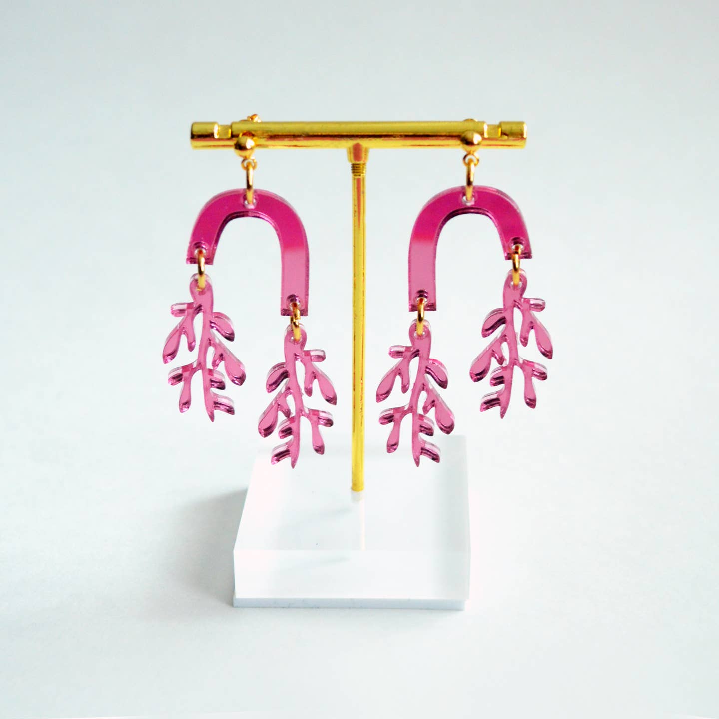 Pink Arch with Leaf Earrings