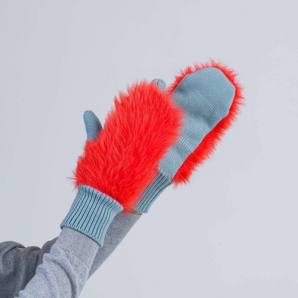 Faux Fur Knit Mittens