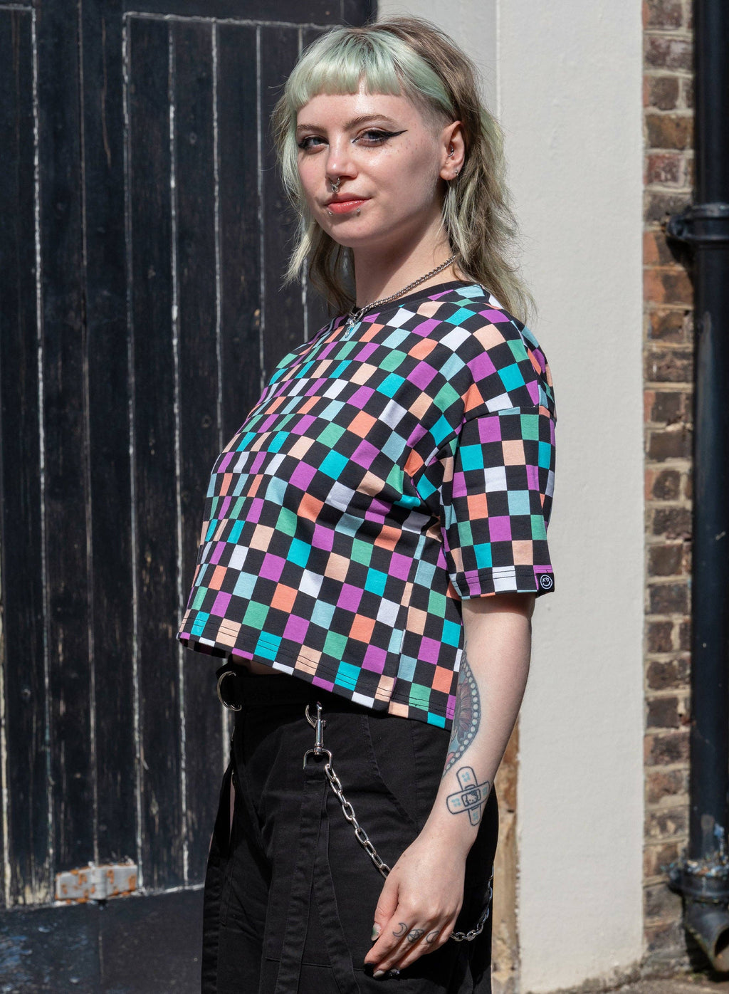 Checkerboard Chropped Boxy Tee