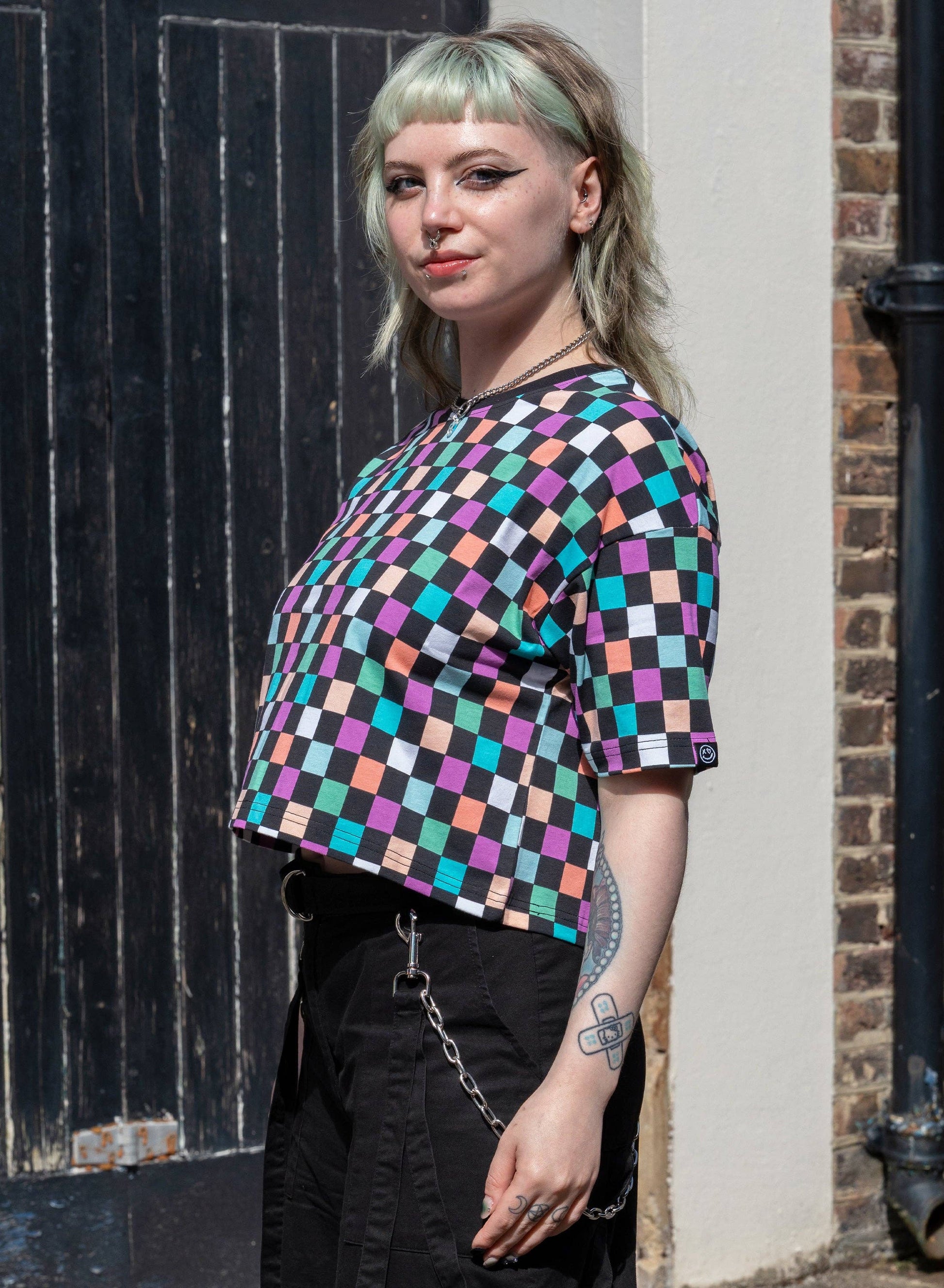 Checkerboard Chropped Boxy Tee