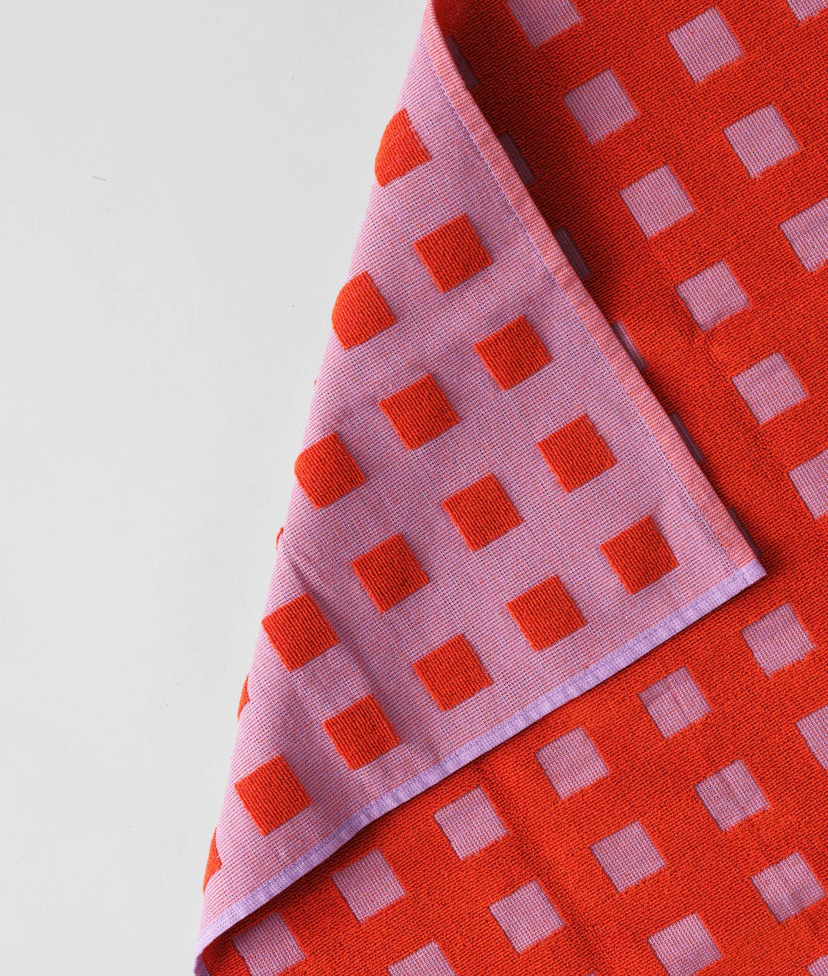 Squares Woven Terry Tea Towel – Lilac/Warm Red