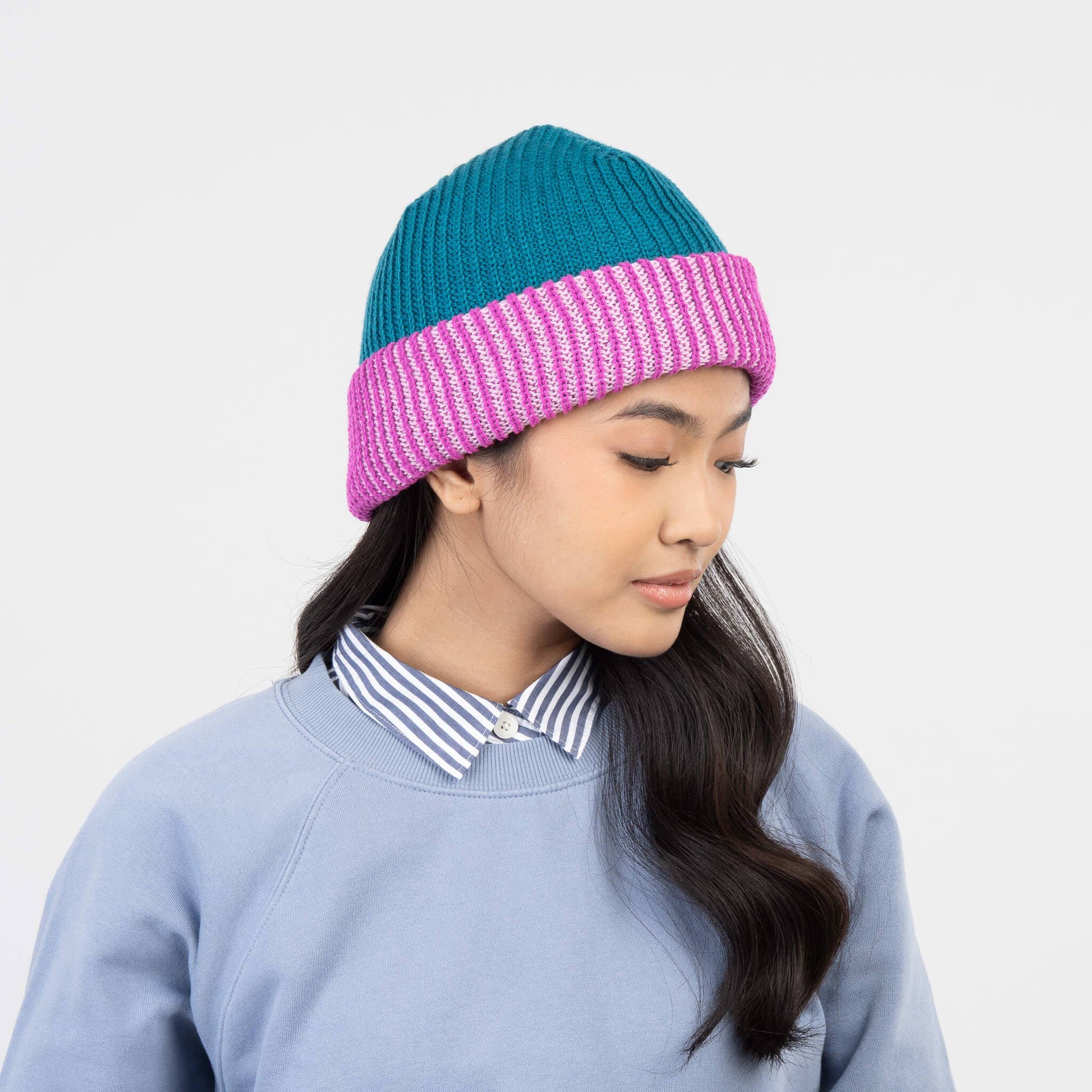 Stripe Cuff Plush Beanie