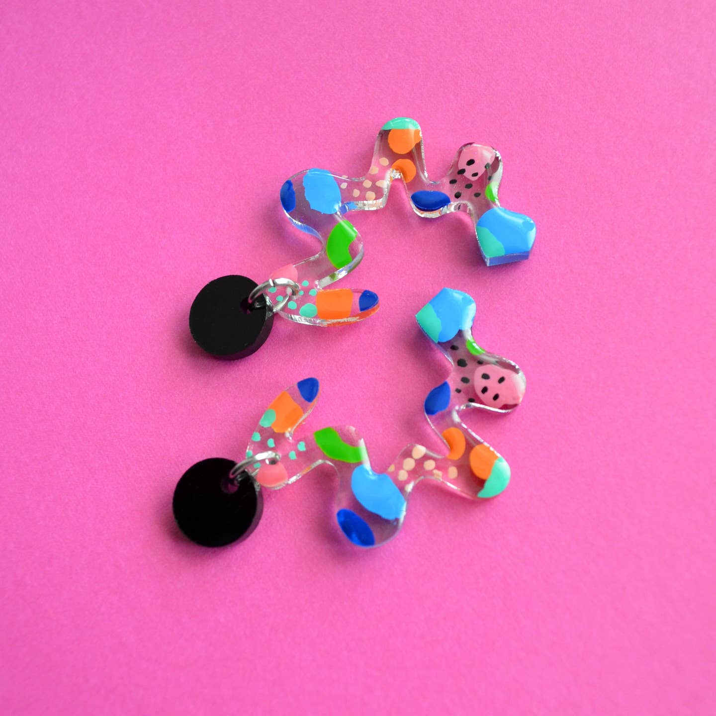 Clear Squiggle Earrings