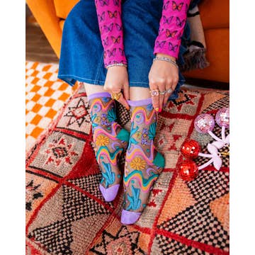 Desert Disco Black Sheer Crew Sock