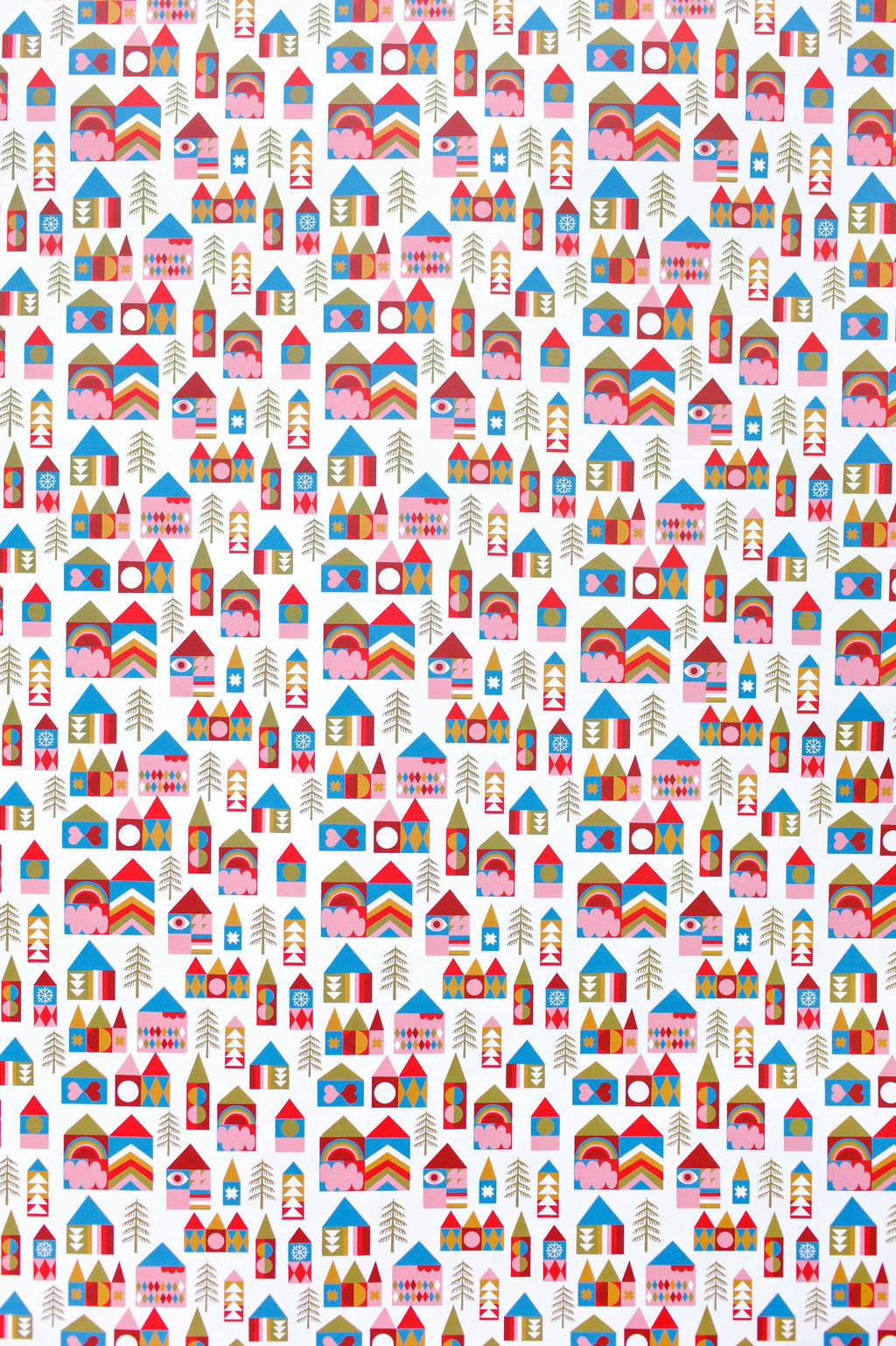 Snowy Village Wrapping Paper Sheet