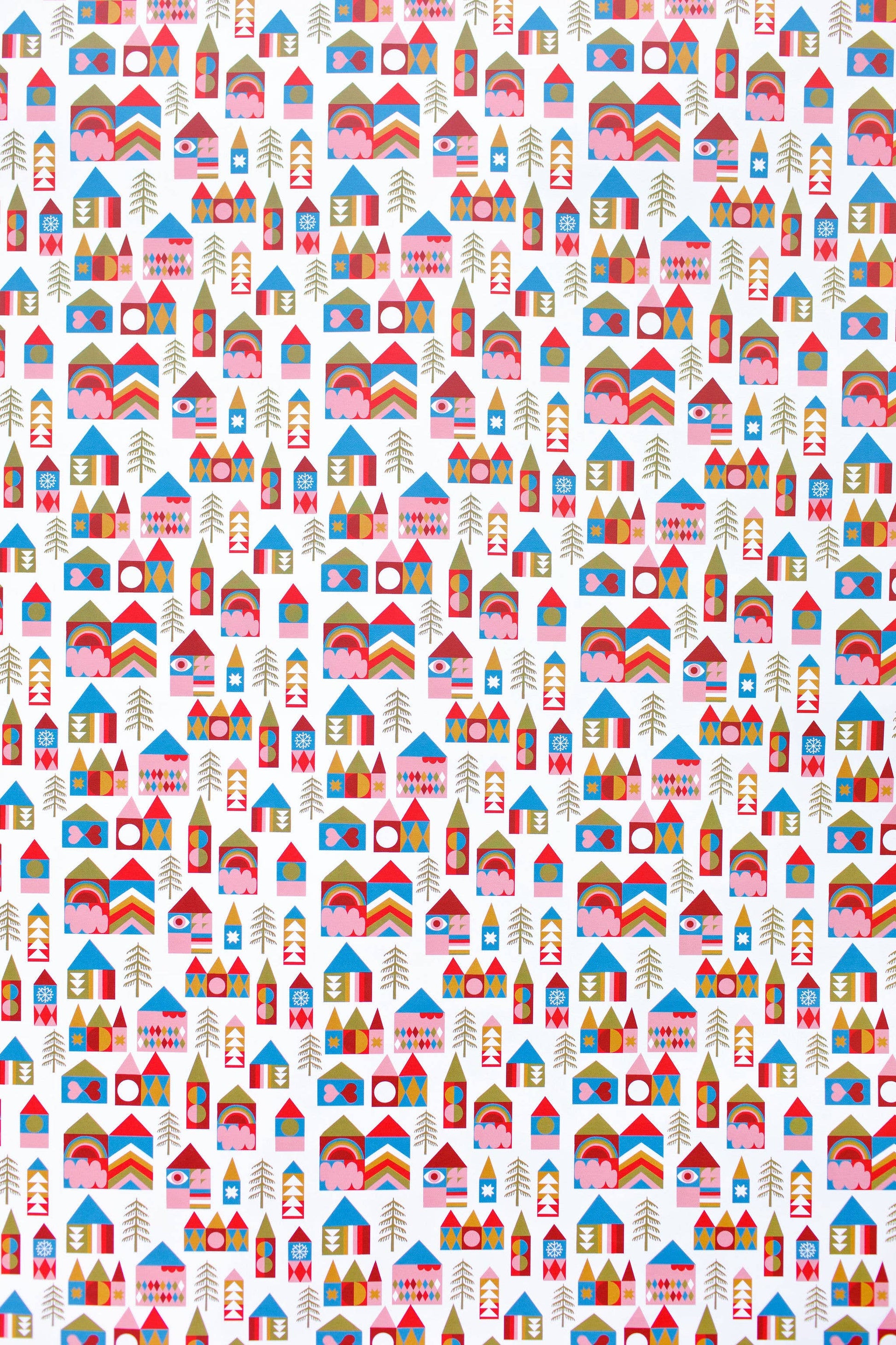 Snowy Village Wrapping Paper Sheet