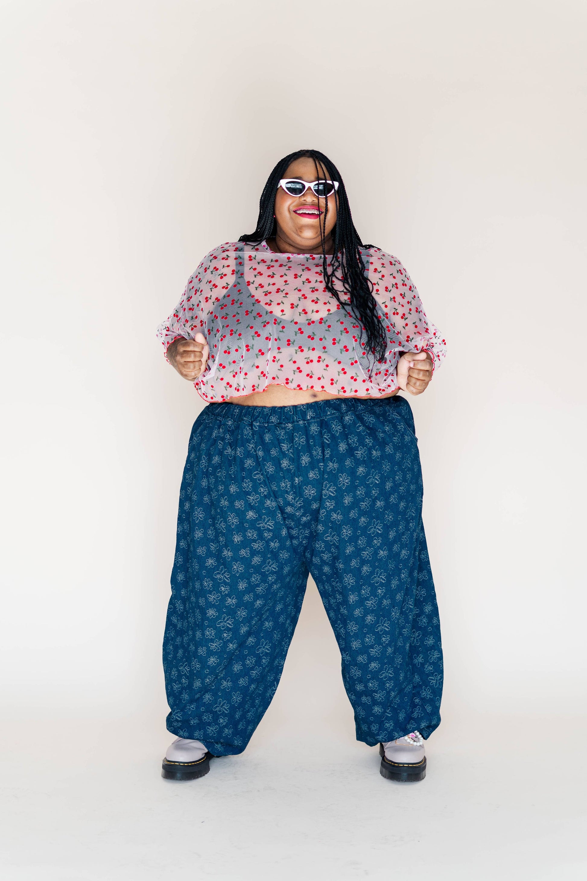 Women's Cherry Mesh Layering Blouse