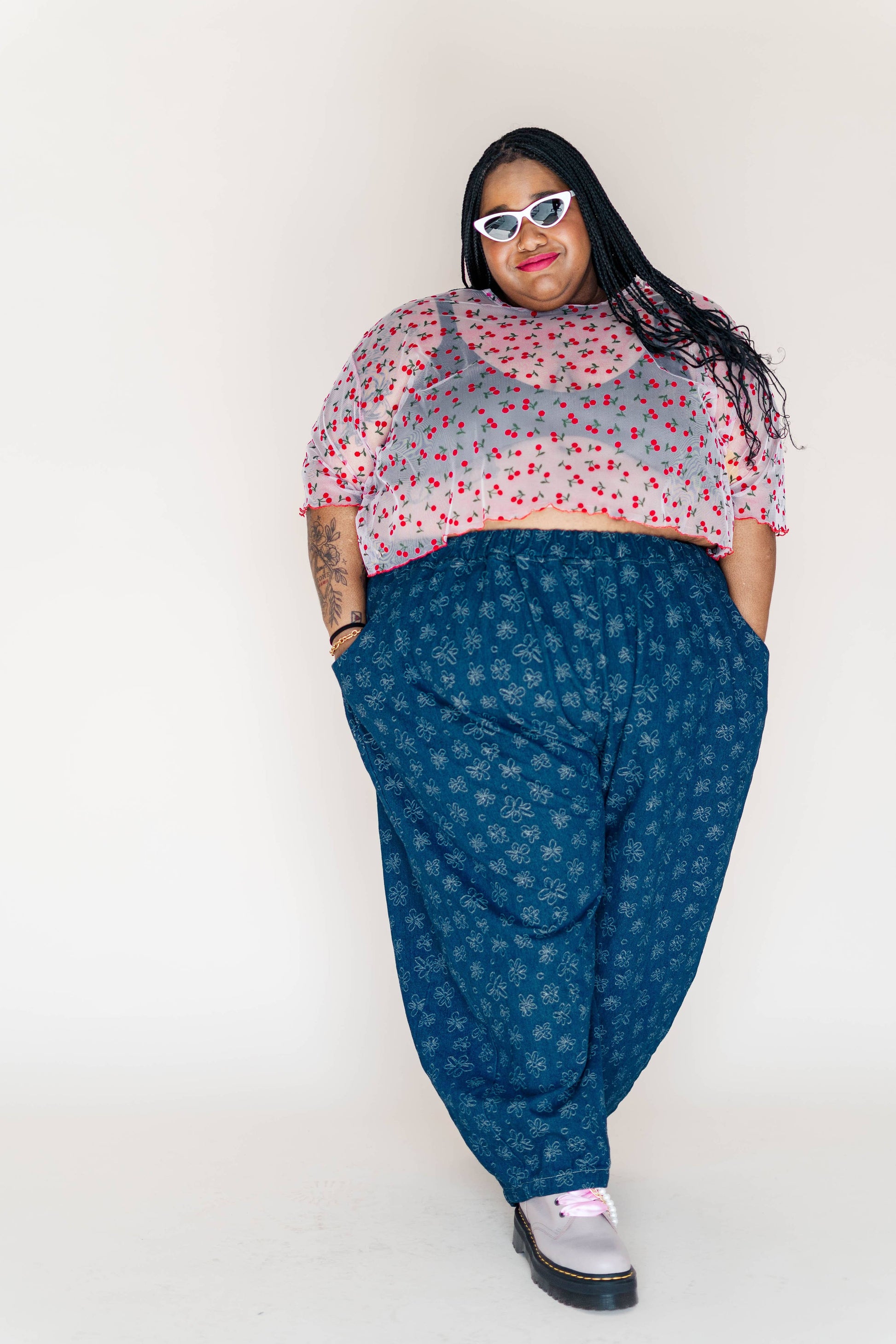 Women's Cherry Mesh Layering Blouse