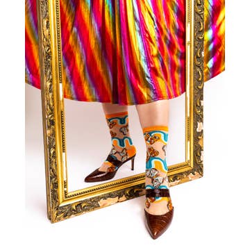 '70s Rainbow Butterfly Sheer Crew Sock