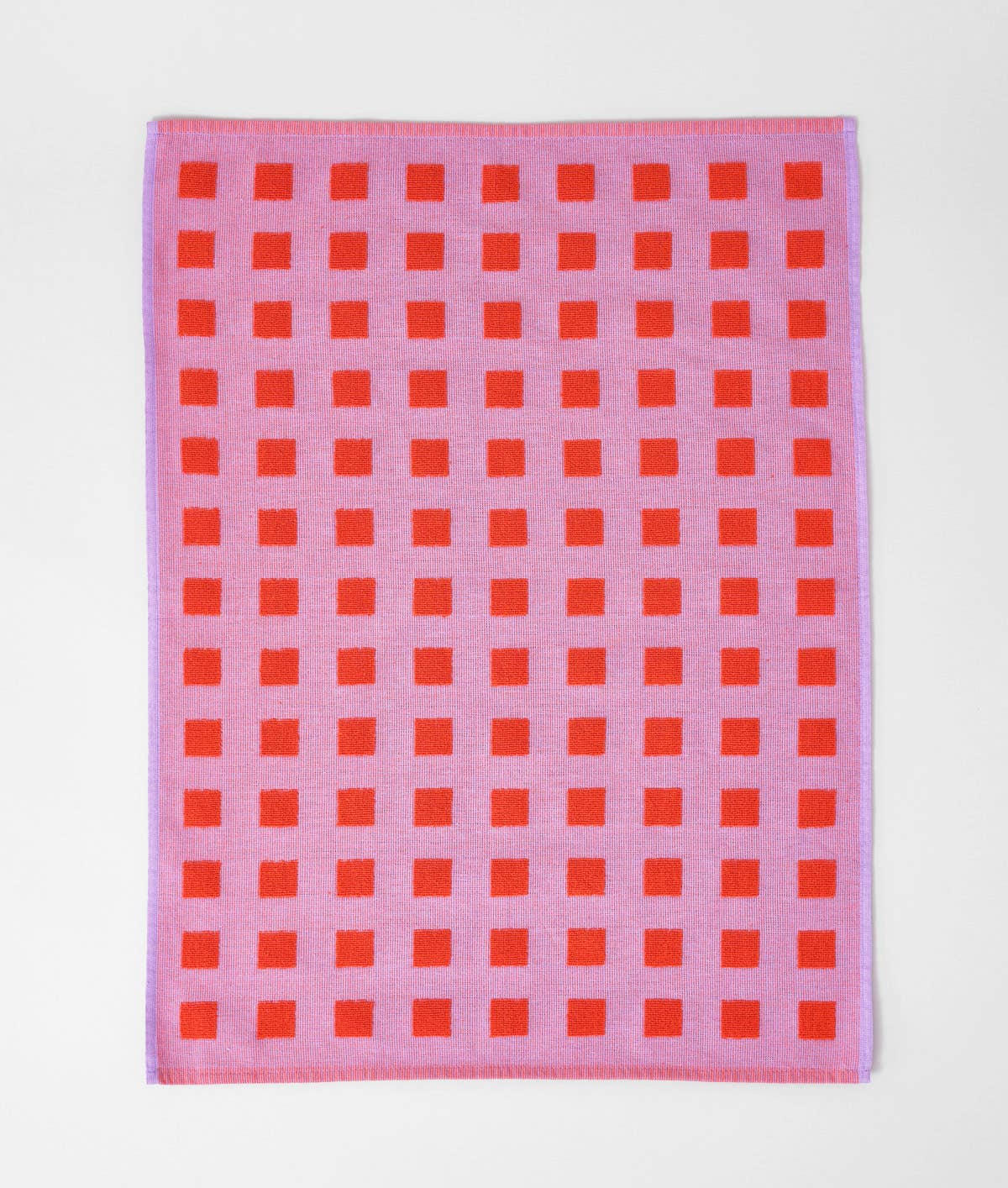 Squares Woven Terry Tea Towel – Lilac/Warm Red