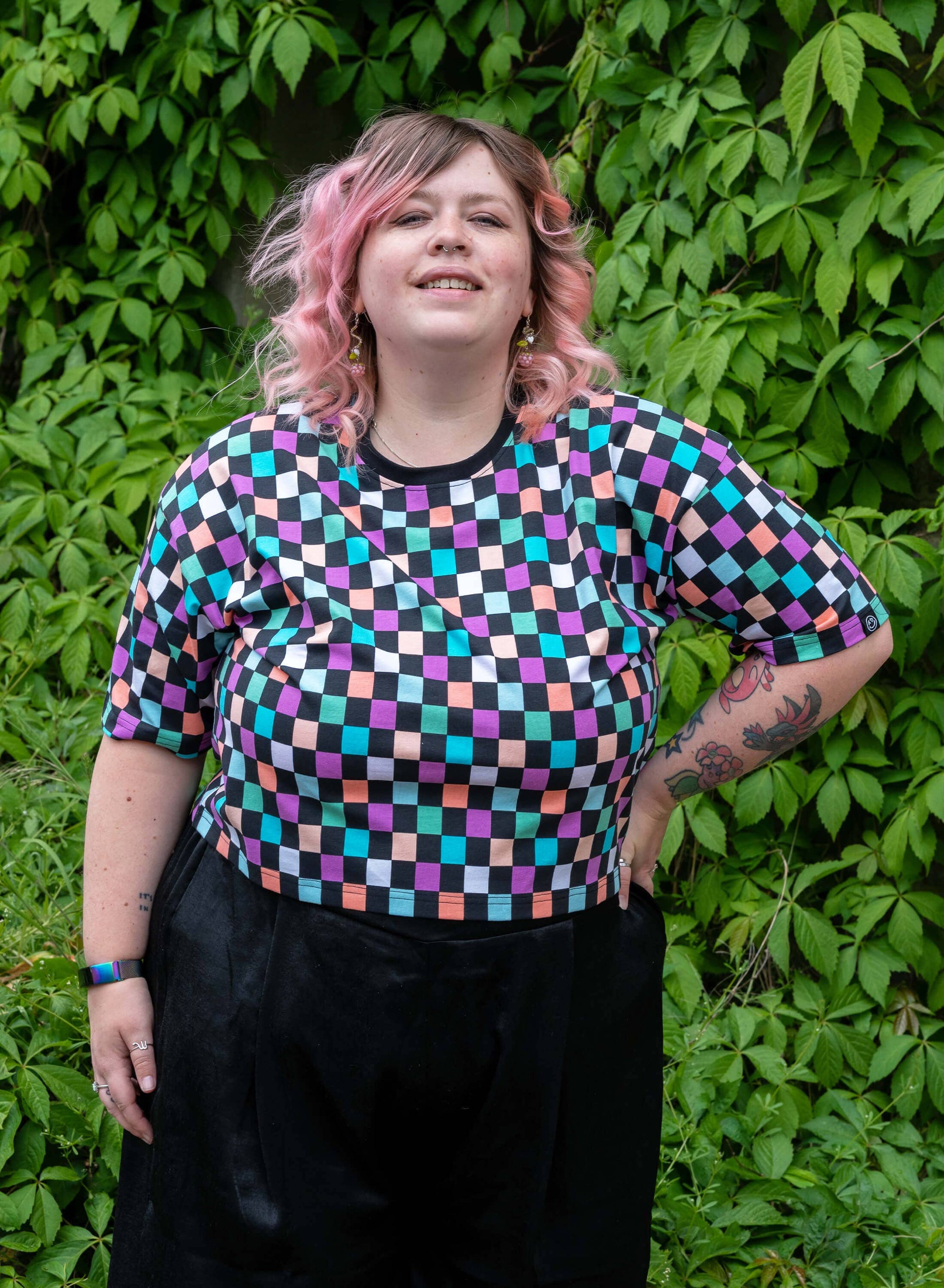 Checkerboard Chropped Boxy Tee