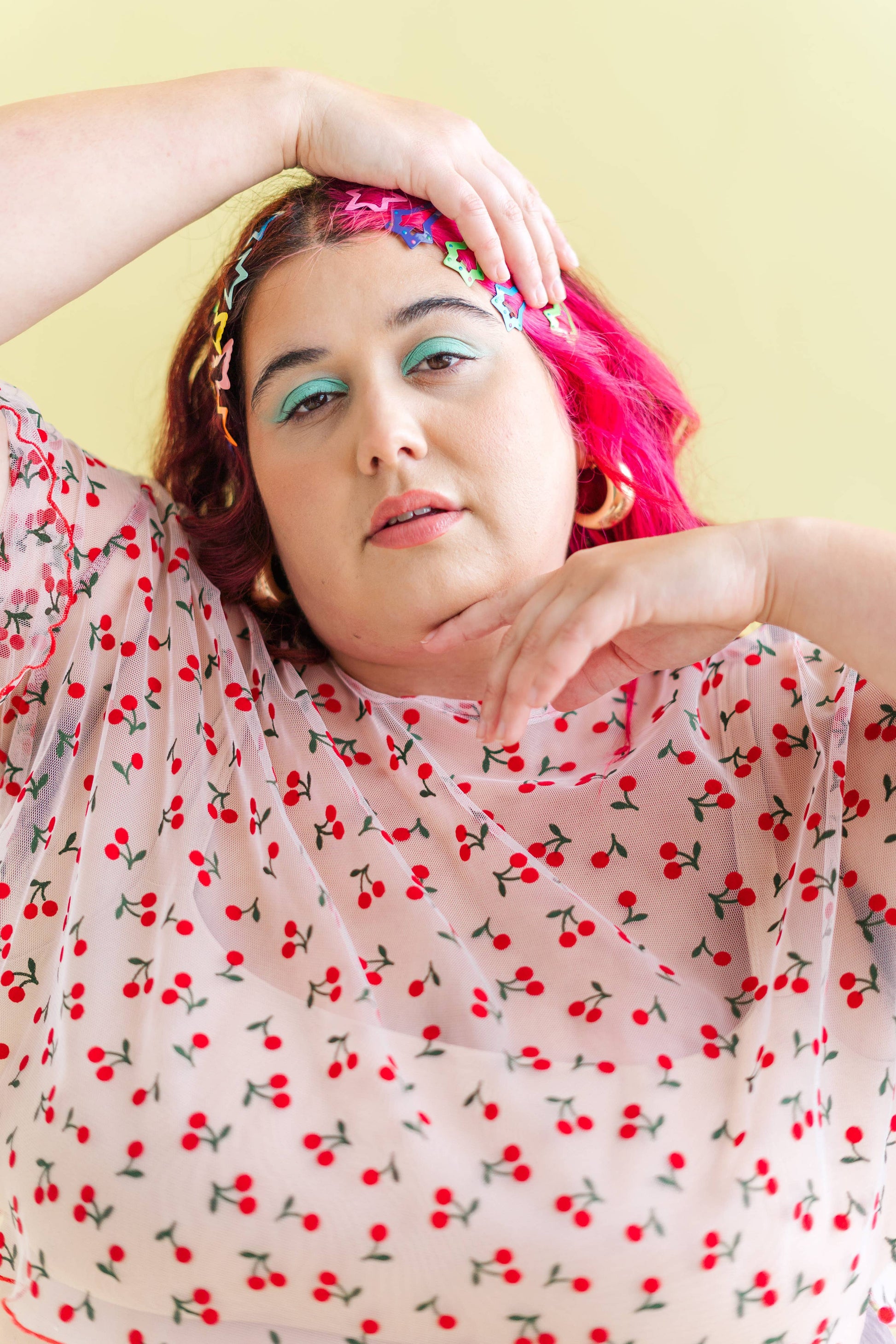 Women's Cherry Mesh Layering Blouse