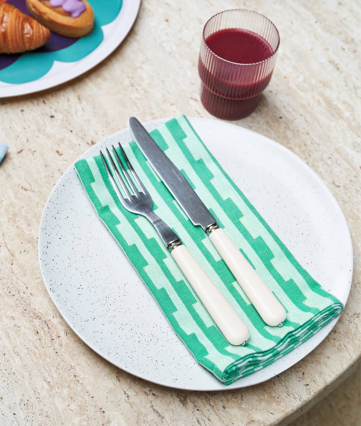Stripes Turquoise/Natural Napkin Set