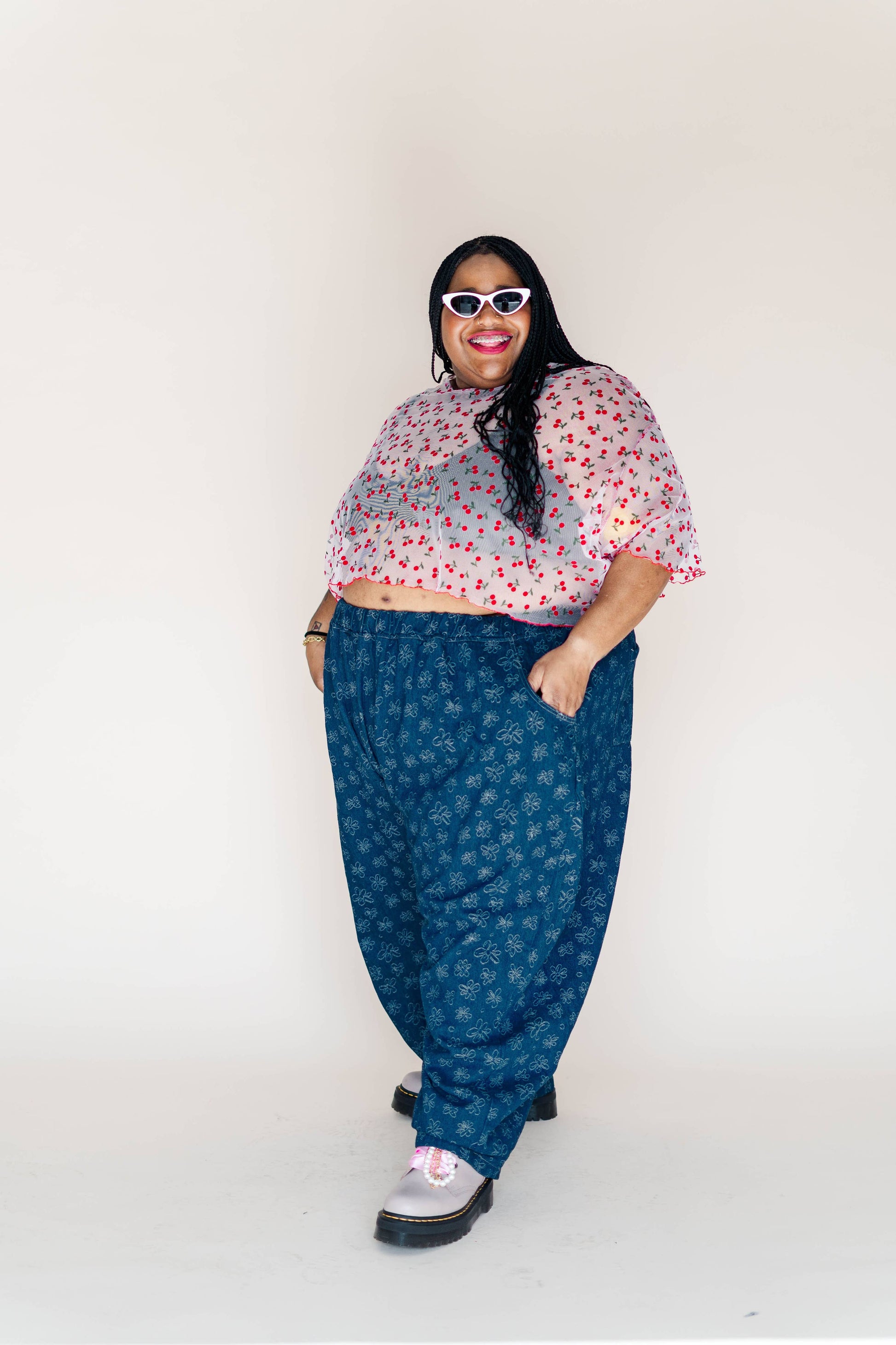 Women's Cherry Mesh Layering Blouse