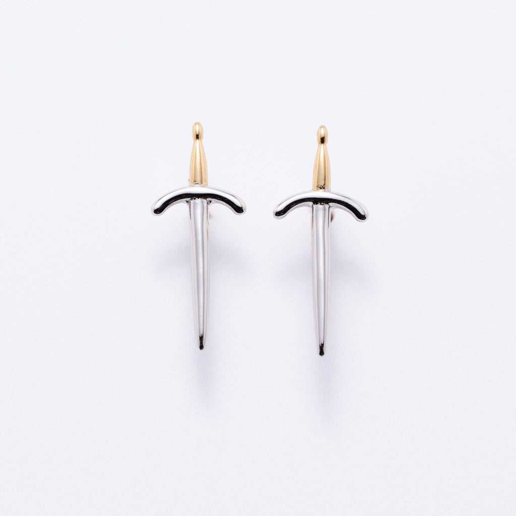 14K Gold Plated Dagger Stud Earrings