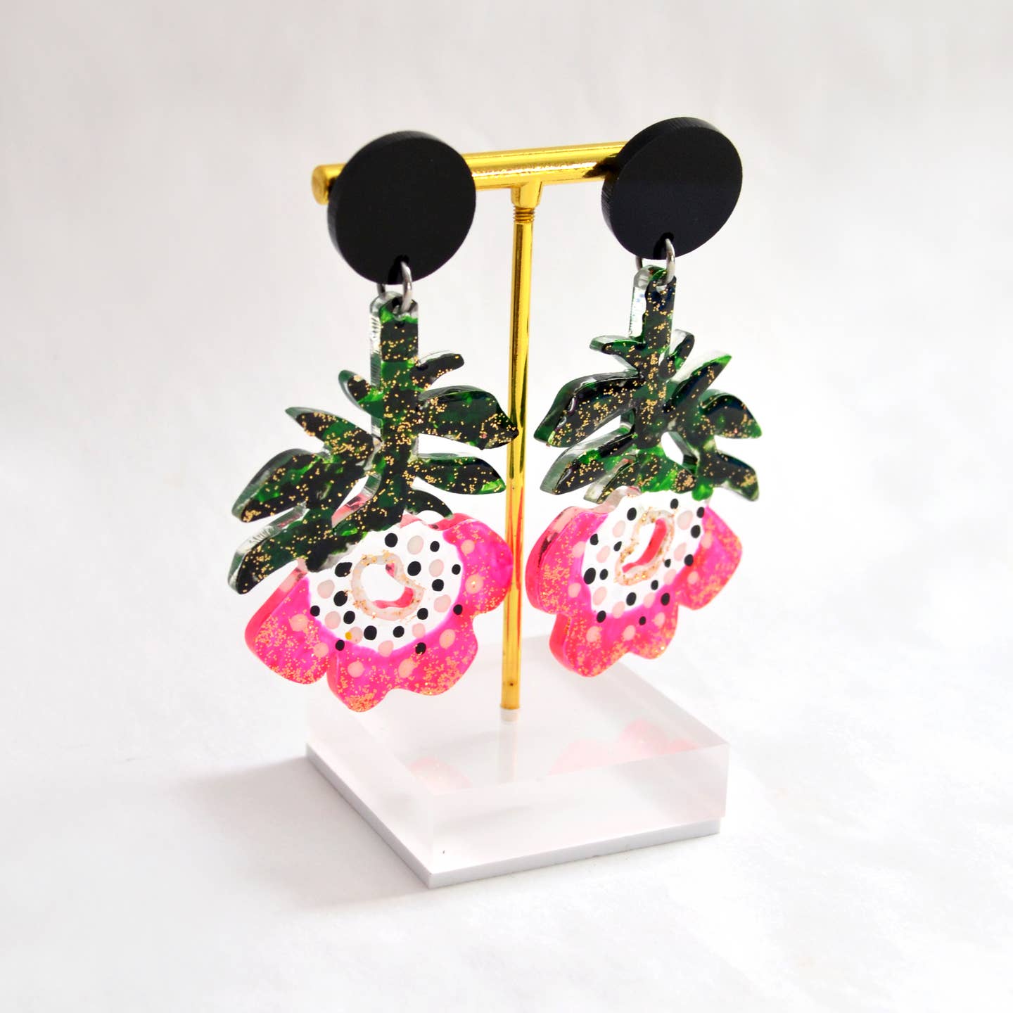 Pink Flower Resin Earrings