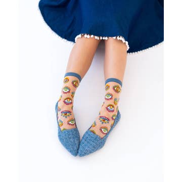 Evil Eye Sheer Crew Sock