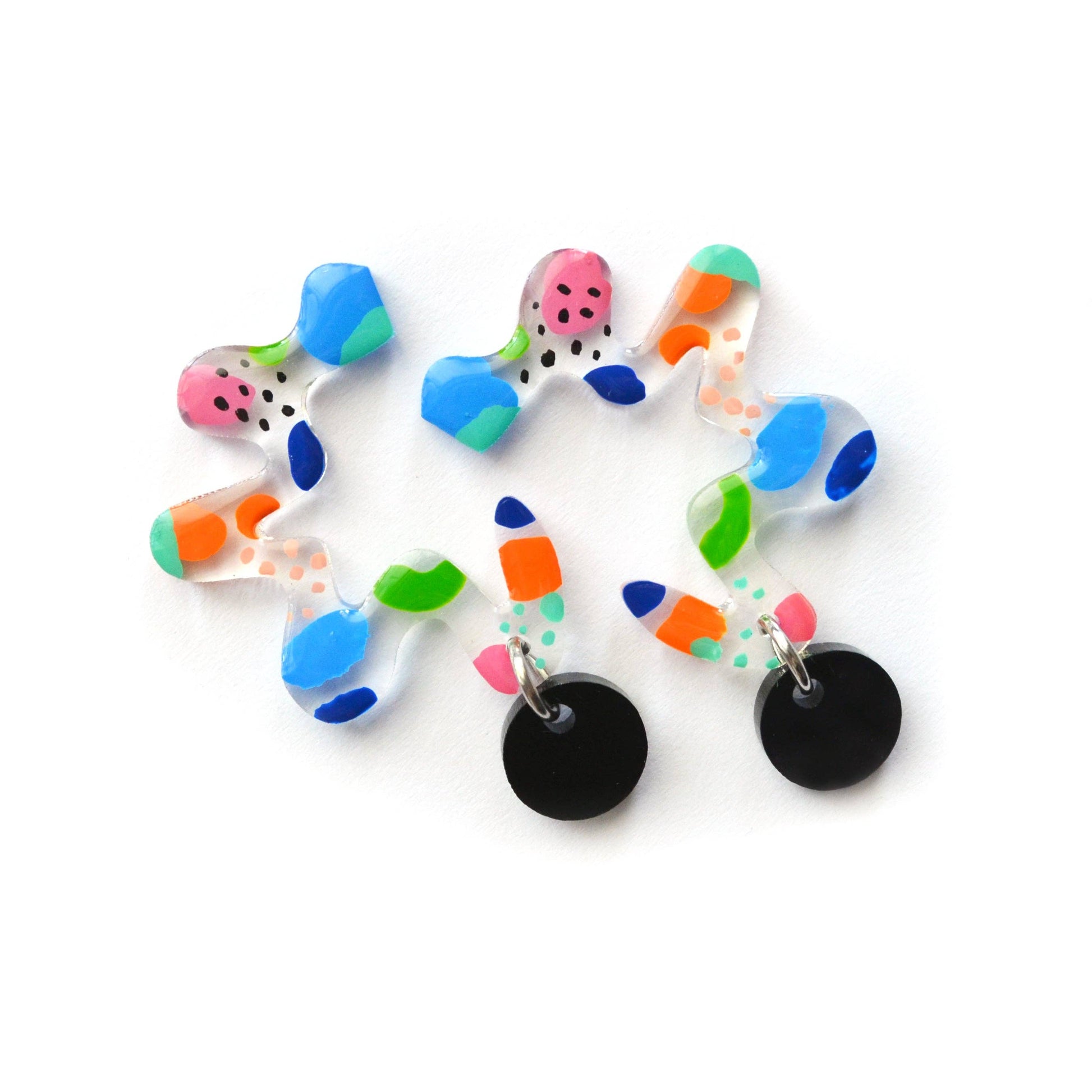 Clear Squiggle Earrings