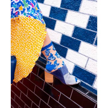 Blueberry Ruffle Sheer Crew Sock