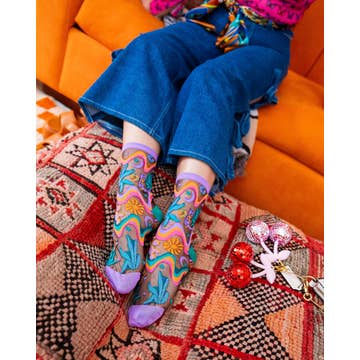 Desert Disco Black Sheer Crew Sock