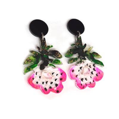 Pink Flower Resin Earrings