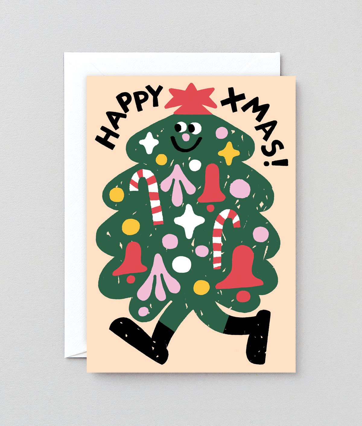 Happy Xmas Tree Embossed Holiday Greeting Card