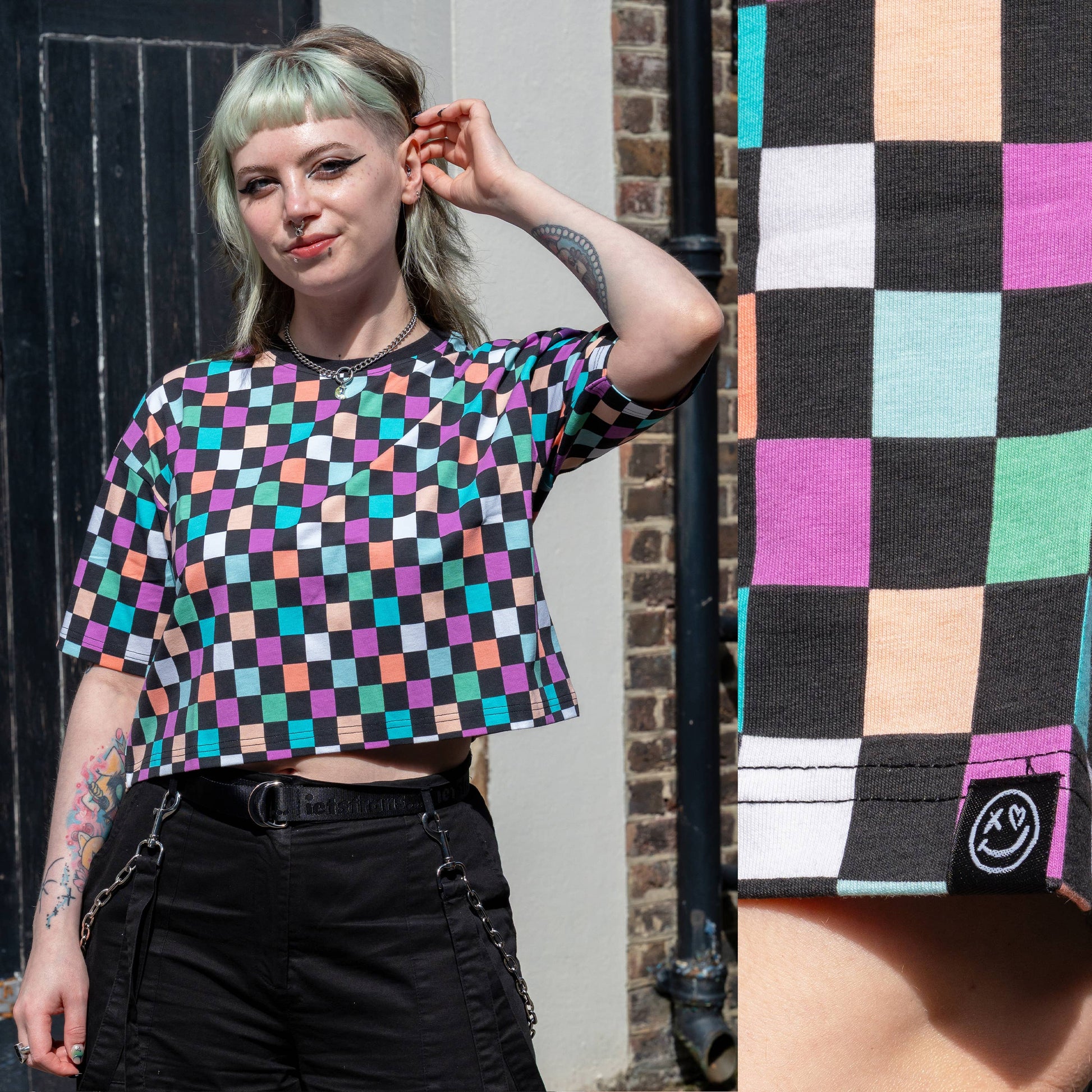 Checkerboard Chropped Boxy Tee