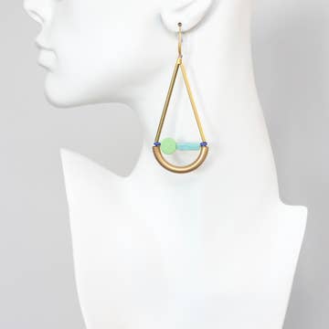 Green and Turquoise Geometric Earrings