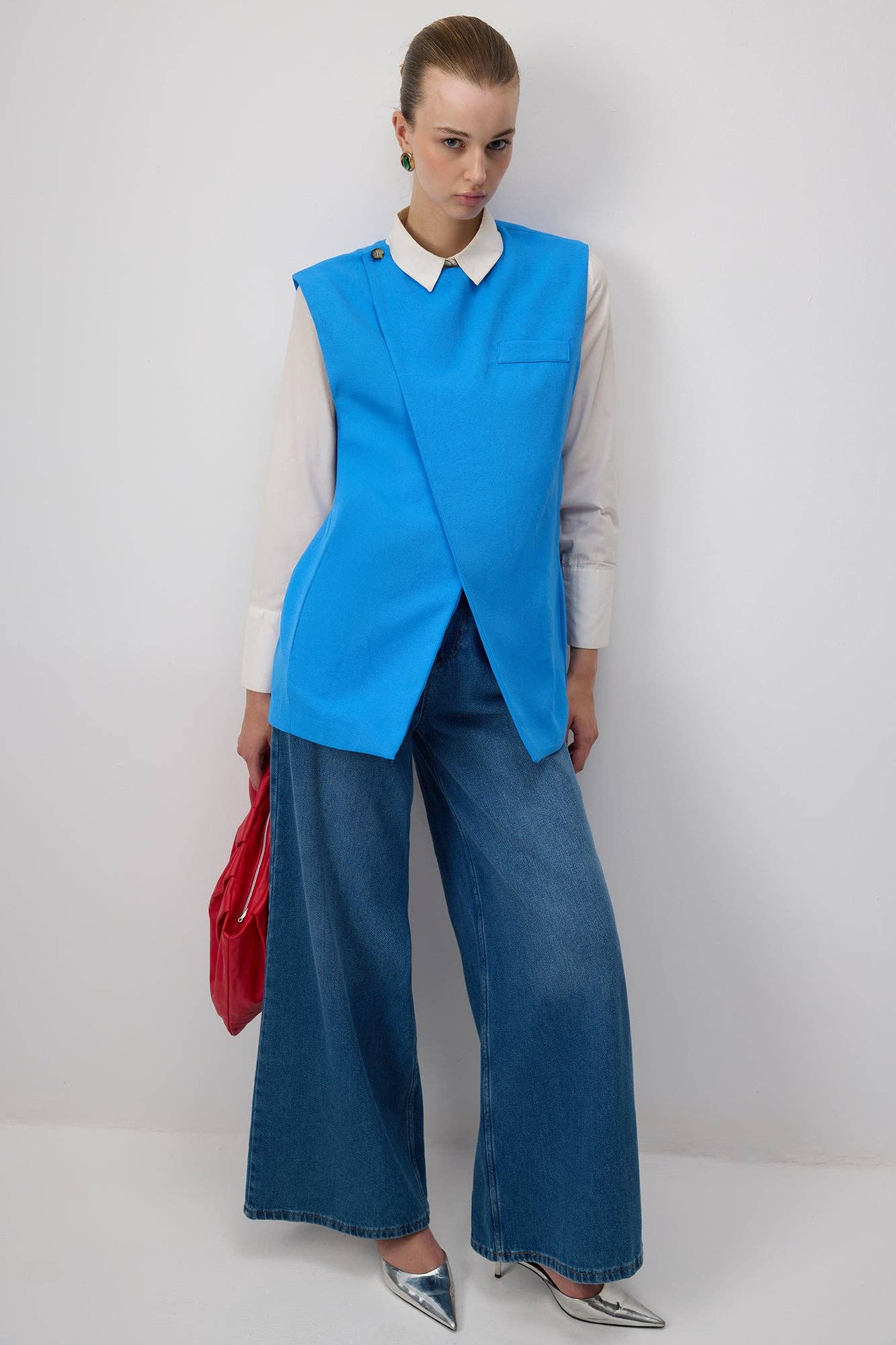 Linen Blend Double-Breasted Tailored Vest