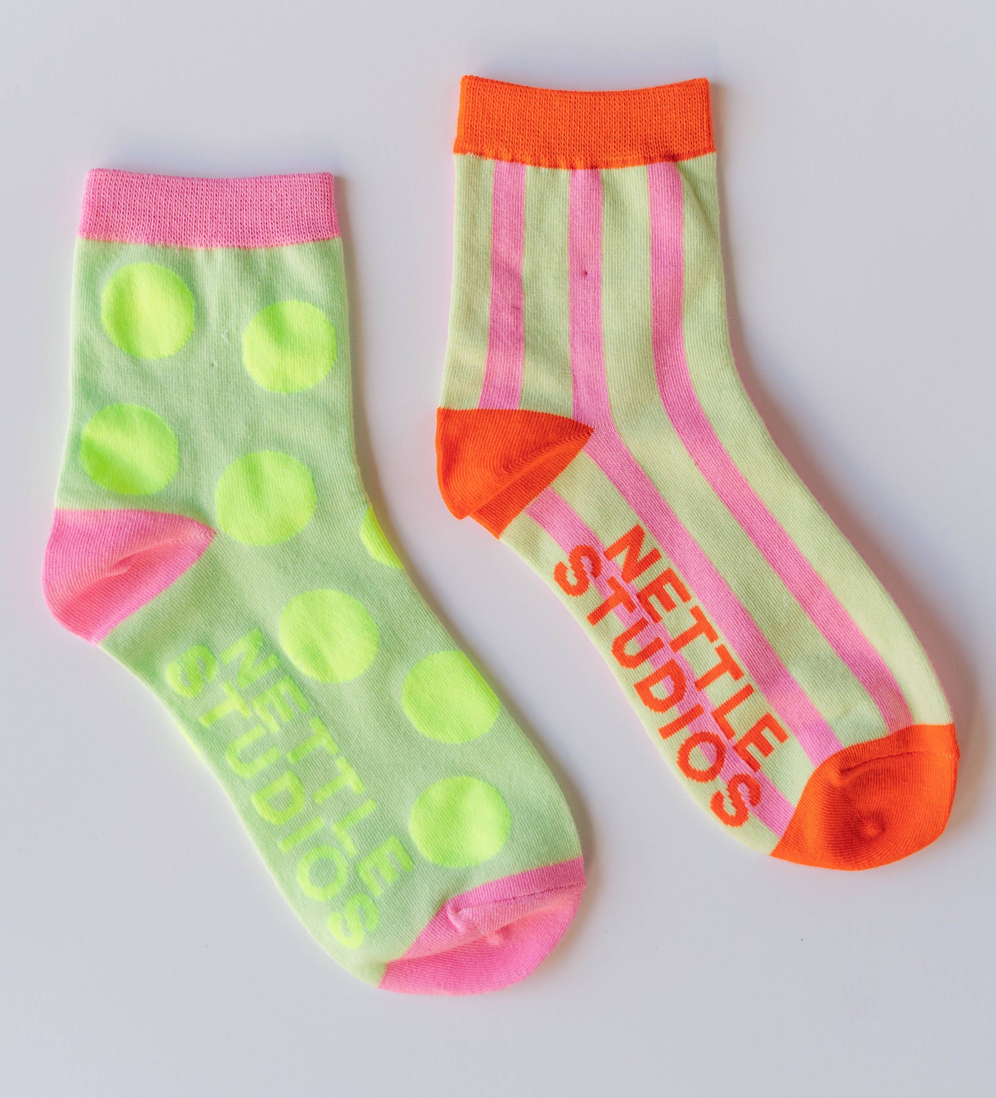 Cotton Pink Yellow Striped Ankle Sock