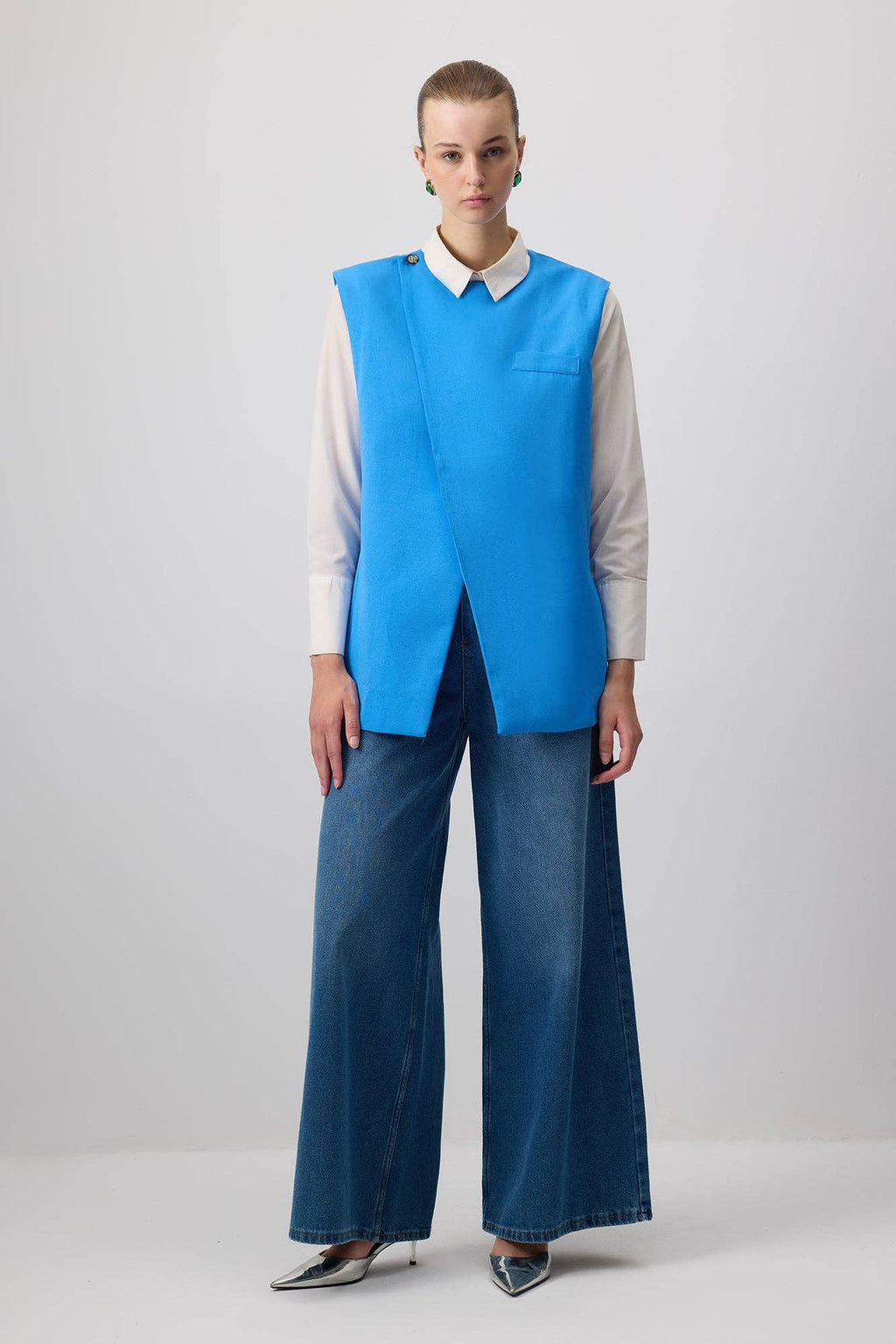 Linen Blend Double-Breasted Tailored Vest