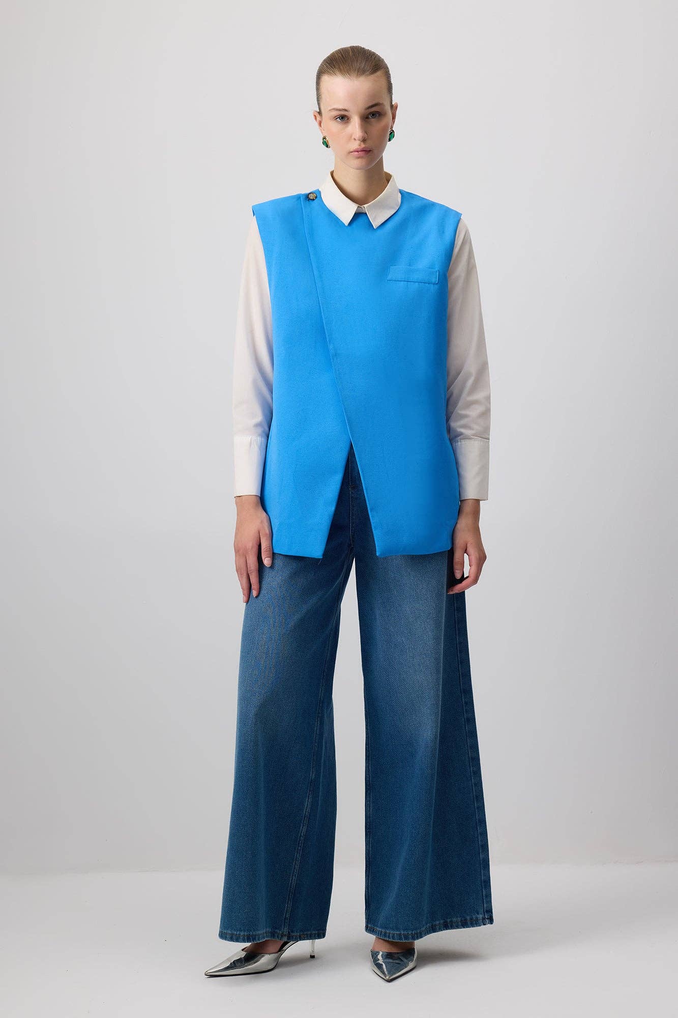 Linen Blend Double-Breasted Tailored Vest